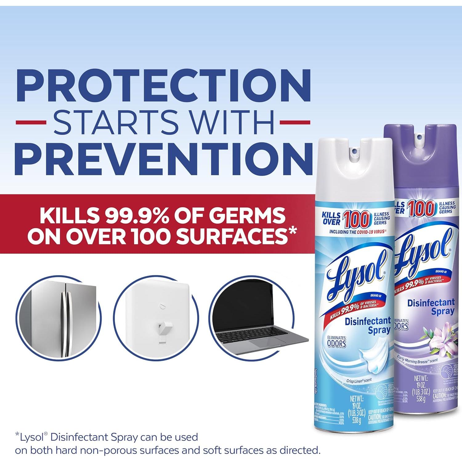 Spray Desinfectante Lysol 2x540ml Lino + 2x540ml Brisa