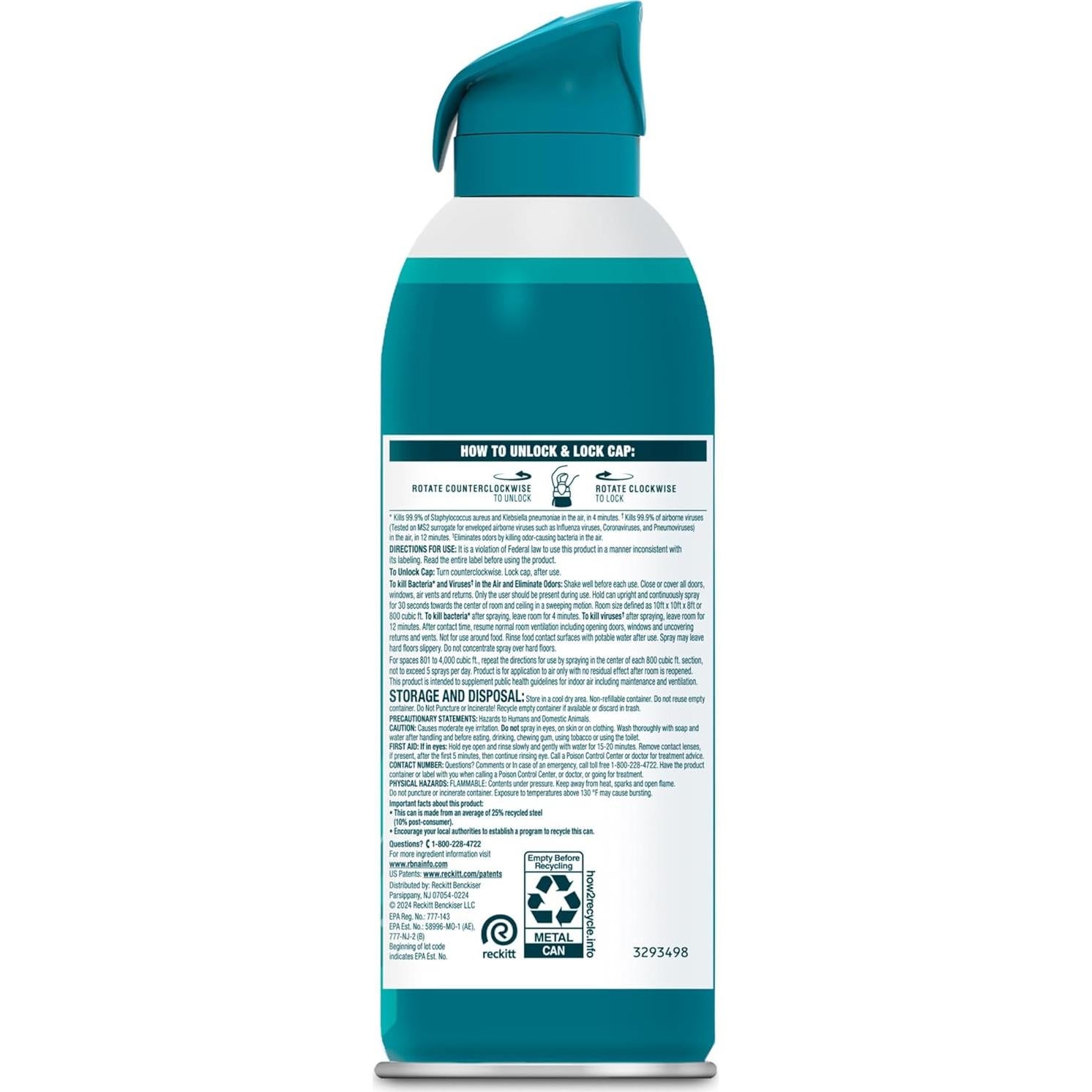 Spray Desinfectante de Aire Lysol 10 oz Pack de 3 - Aroma Fresco Simple