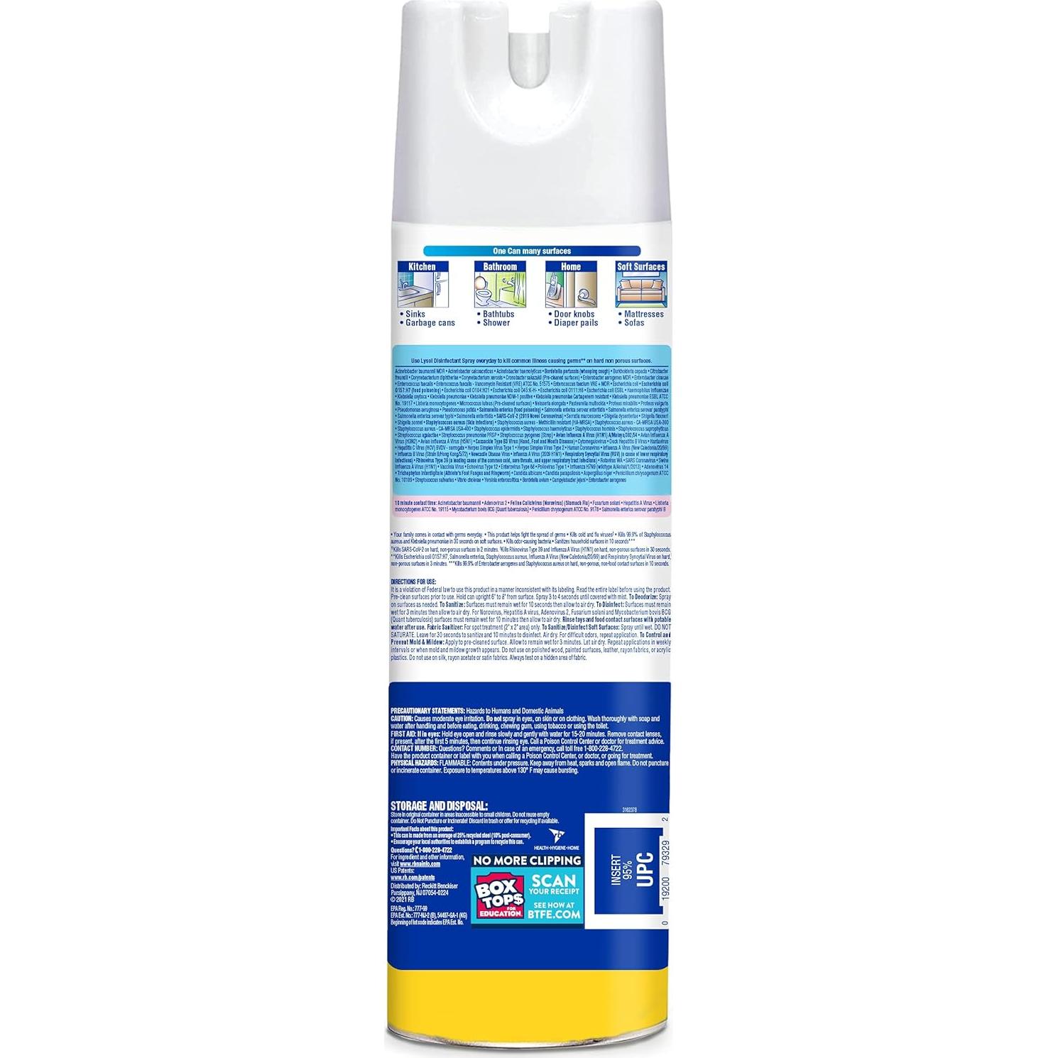 Lysol Spray Desinfectante Brisa de Limón 537g - 99.9% Virus/Bacterias