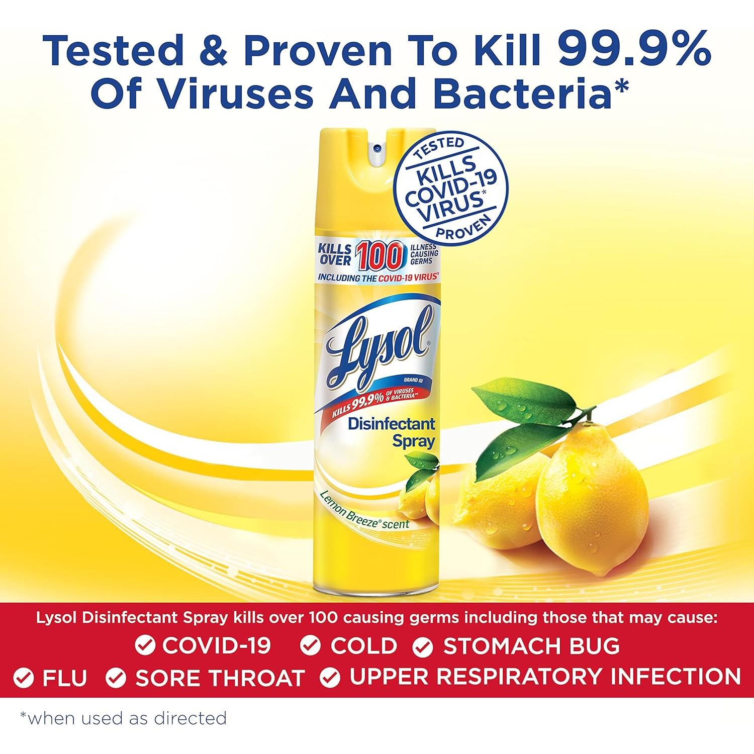 Lysol Spray Desinfectante Brisa de Limón 537g - 99.9% Virus/Bacterias