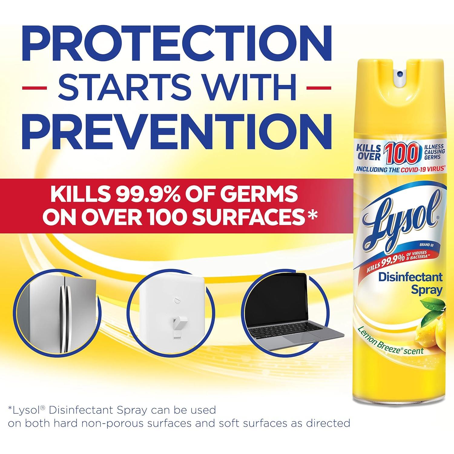 Lysol Spray Desinfectante Brisa de Limón 537g - 99.9% Virus/Bacterias