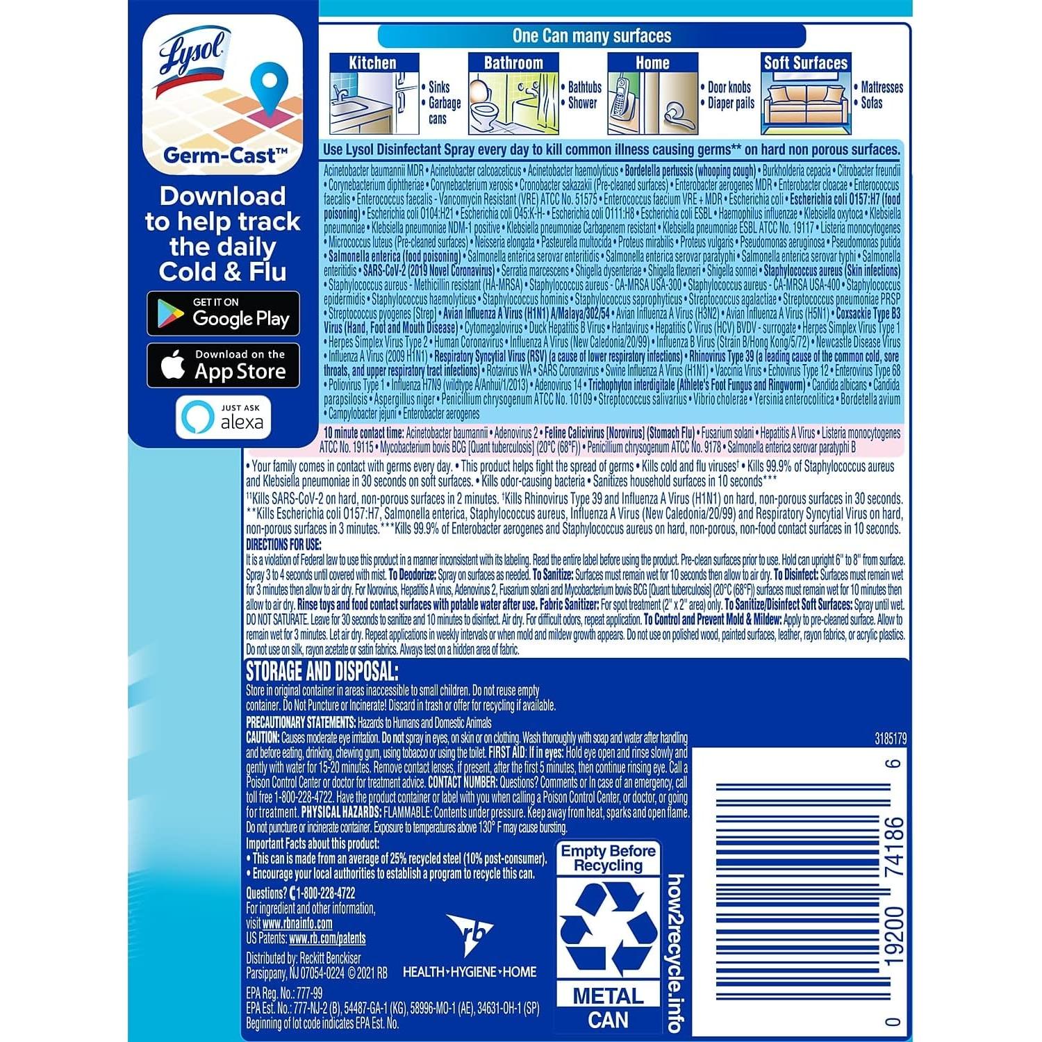 Spray Desinfectante Lysol Lino Fresco 354ml Pack 12