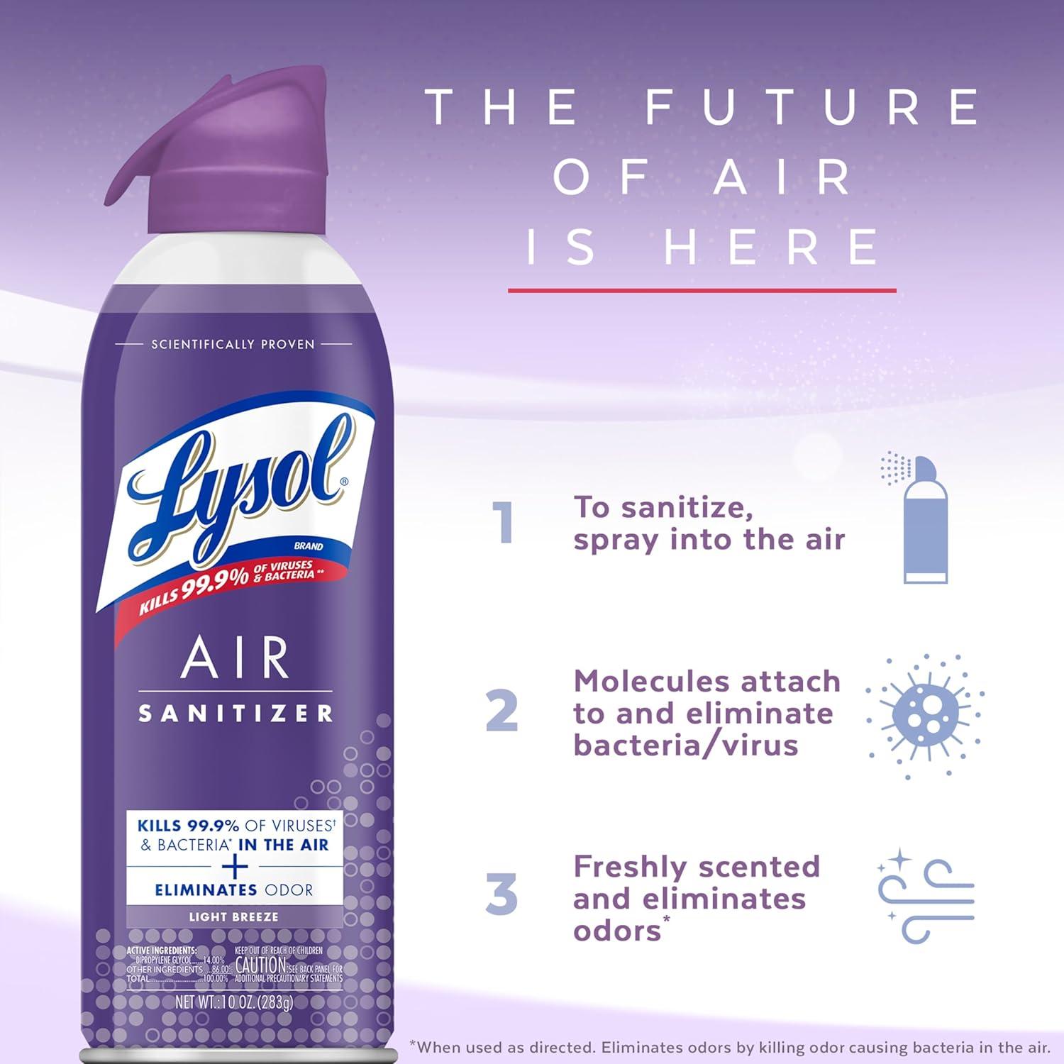 Lysol Spray Desinfectante de Aire Brisa Ligera 3 x 283 g