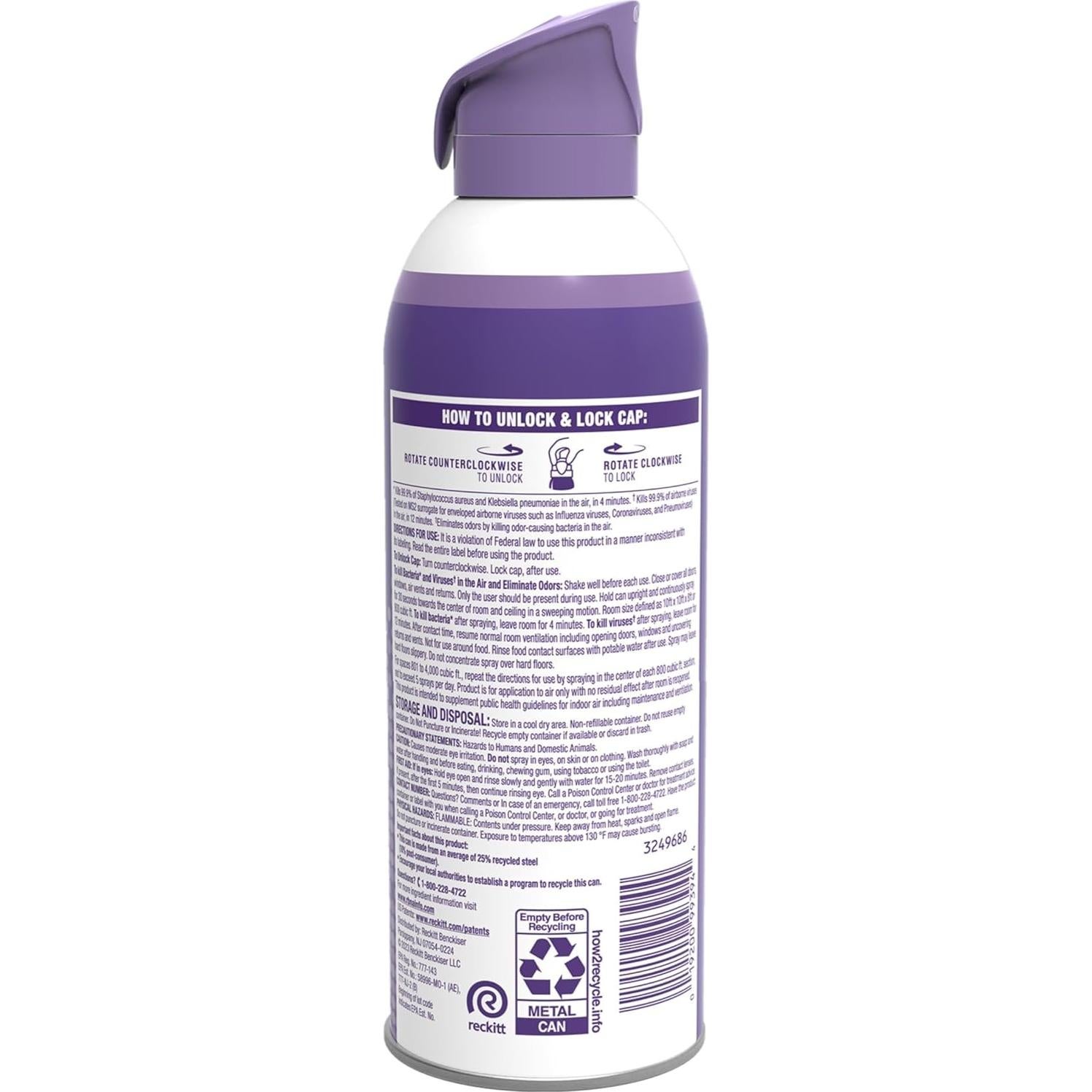 Lysol Spray Desinfectante de Aire Brisa Ligera 3 x 283 g