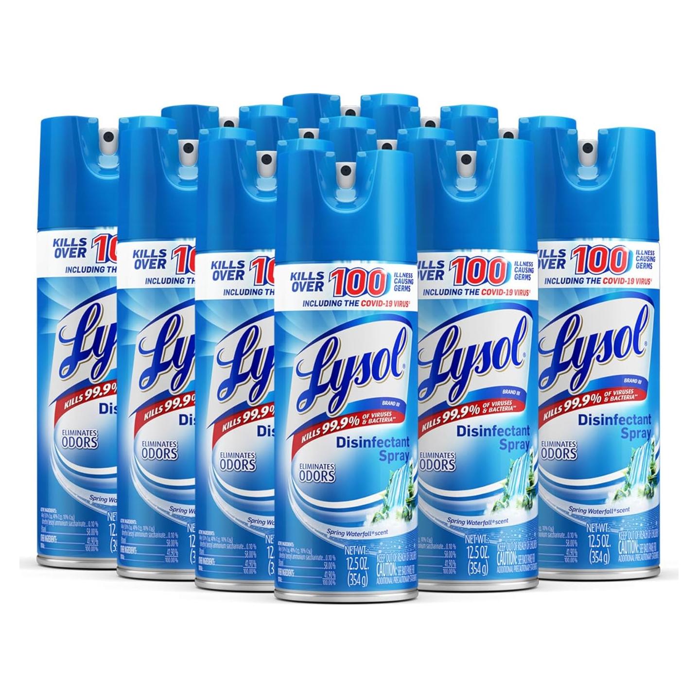 Spray Desinfectante LYSOL® Cascada Primaveral 354.88 ml - Caja 12