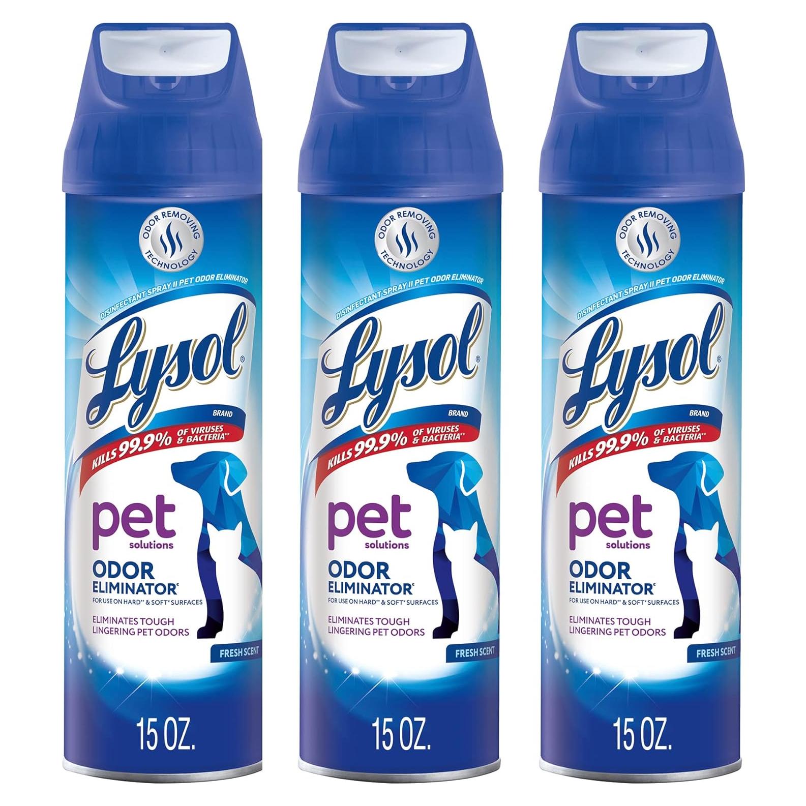 Lysol Eliminador de Olores para Mascotas Spray 3 Pack 450ml