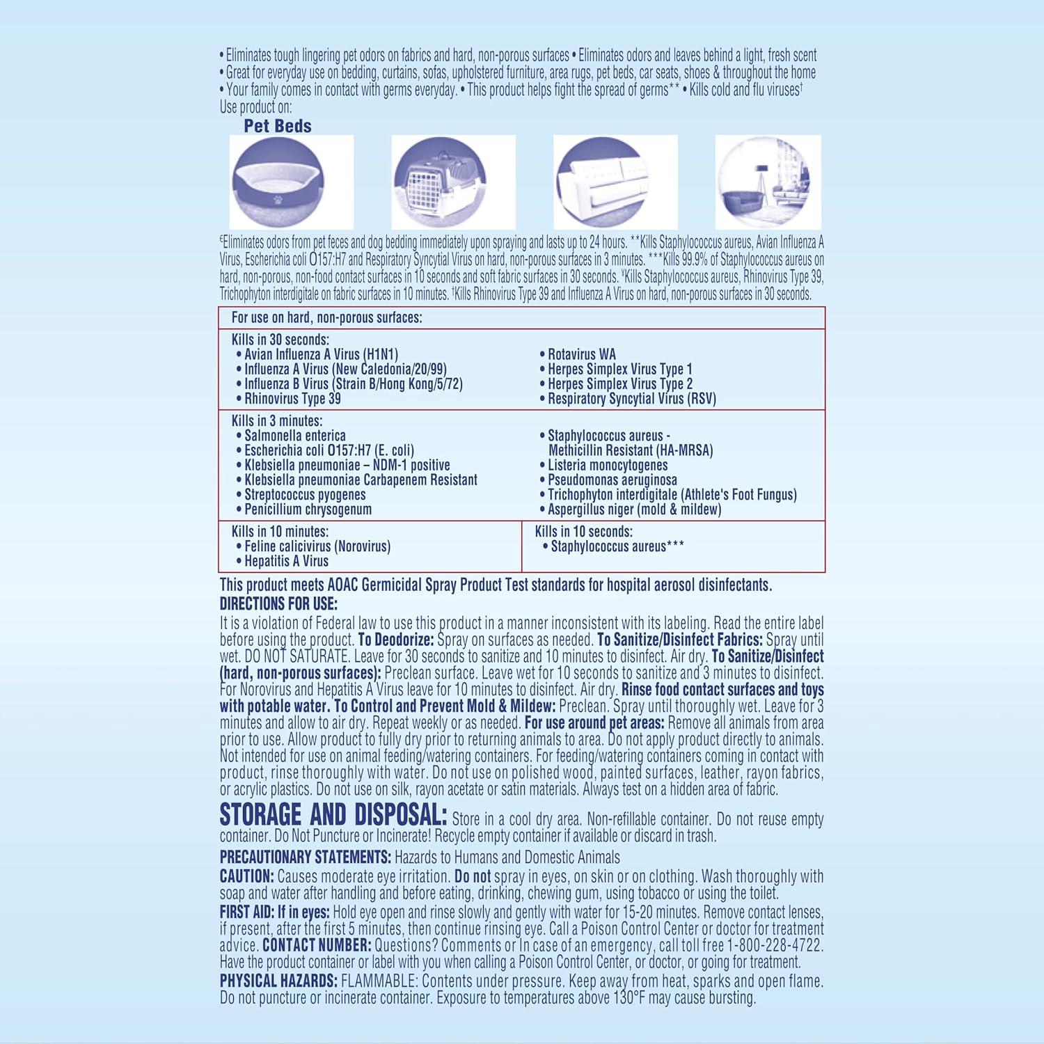 Lysol Eliminador de Olores para Mascotas Spray 3 Pack 450ml