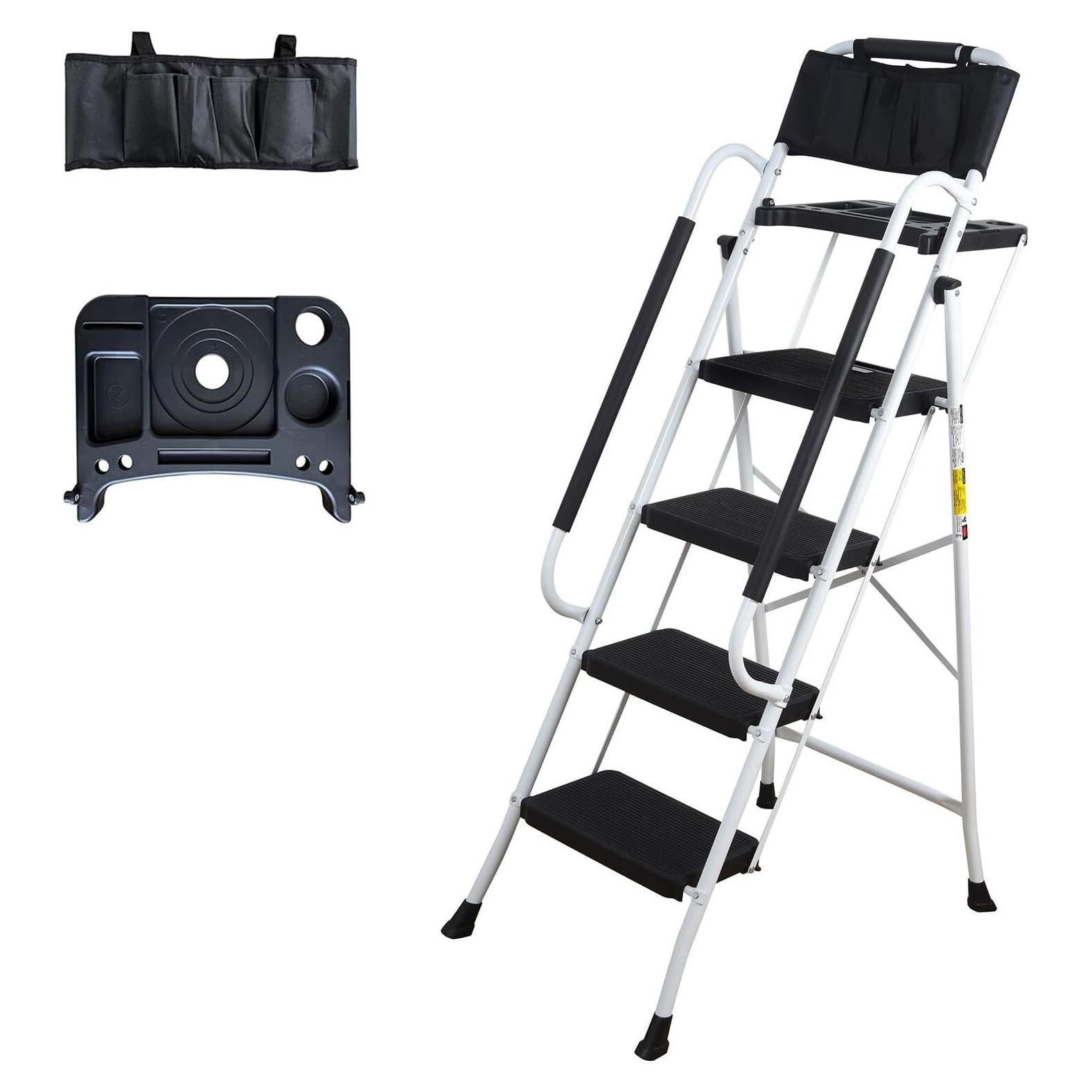 Escalera Plegable LEADALLWAY 4 Peldaños con Barandillas