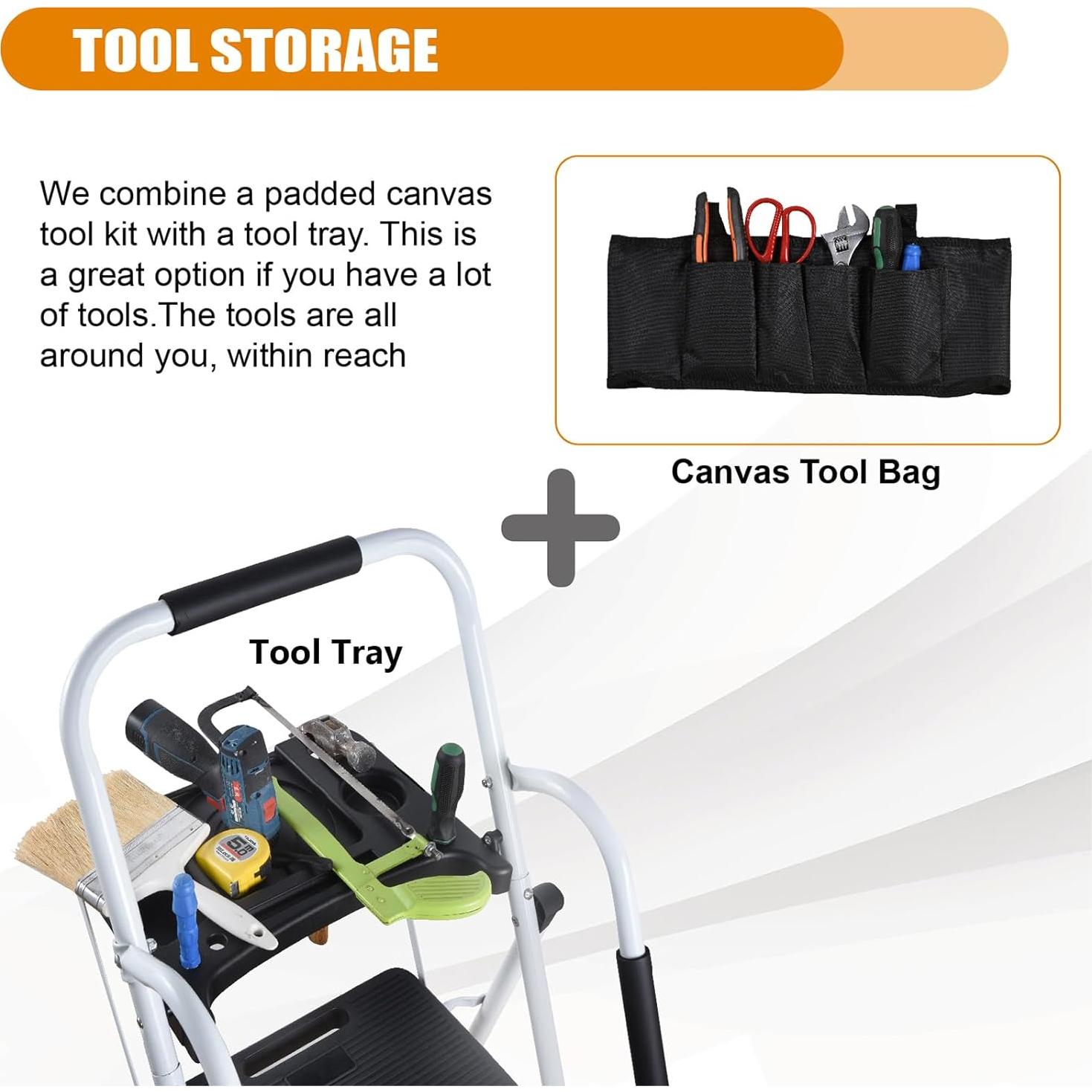 Escalera Plegable LEADALLWAY 4 Peldaños con Barandillas