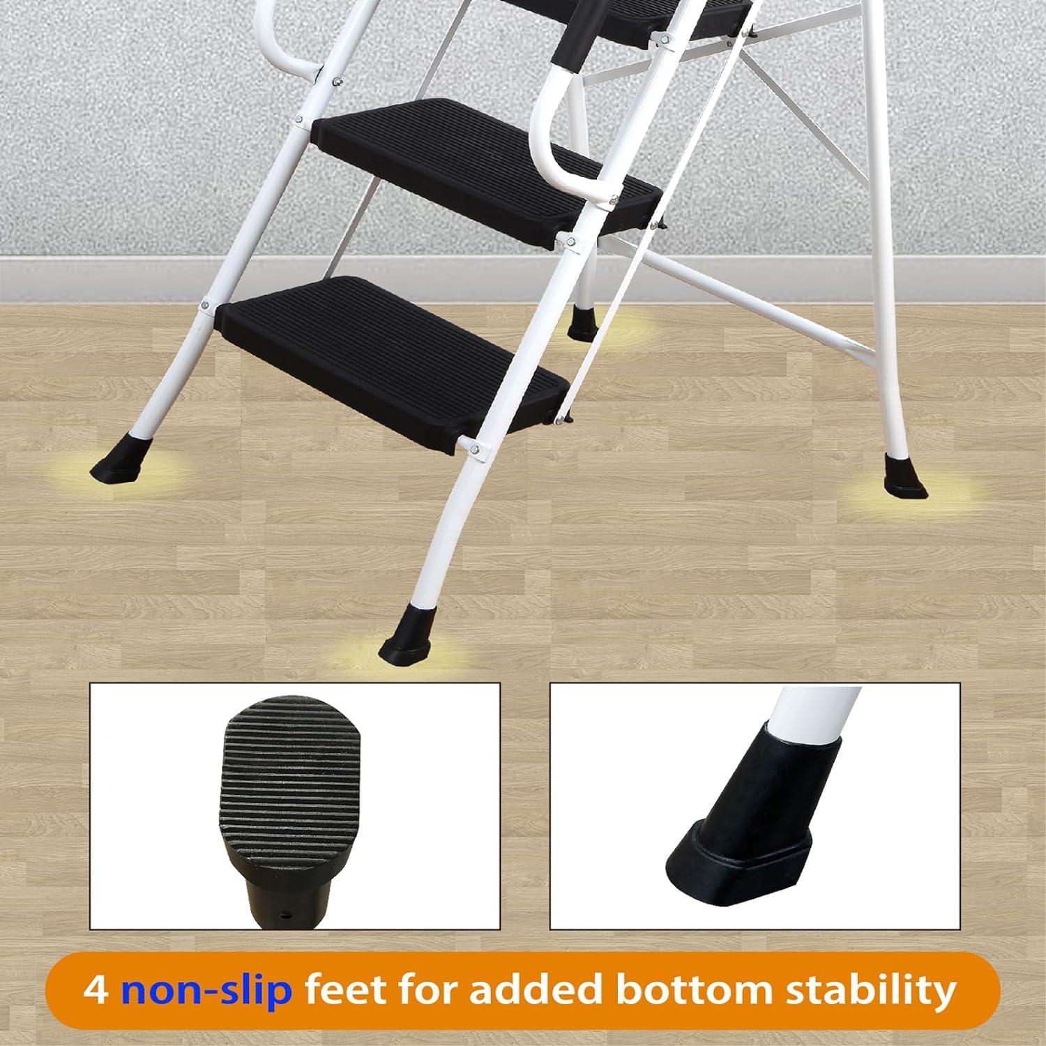 Escalera Plegable LEADALLWAY 4 Peldaños con Barandillas