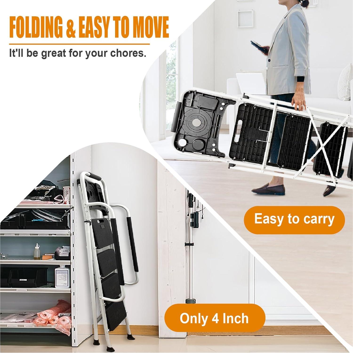 Escalera Plegable LEADALLWAY 4 Peldaños con Barandillas