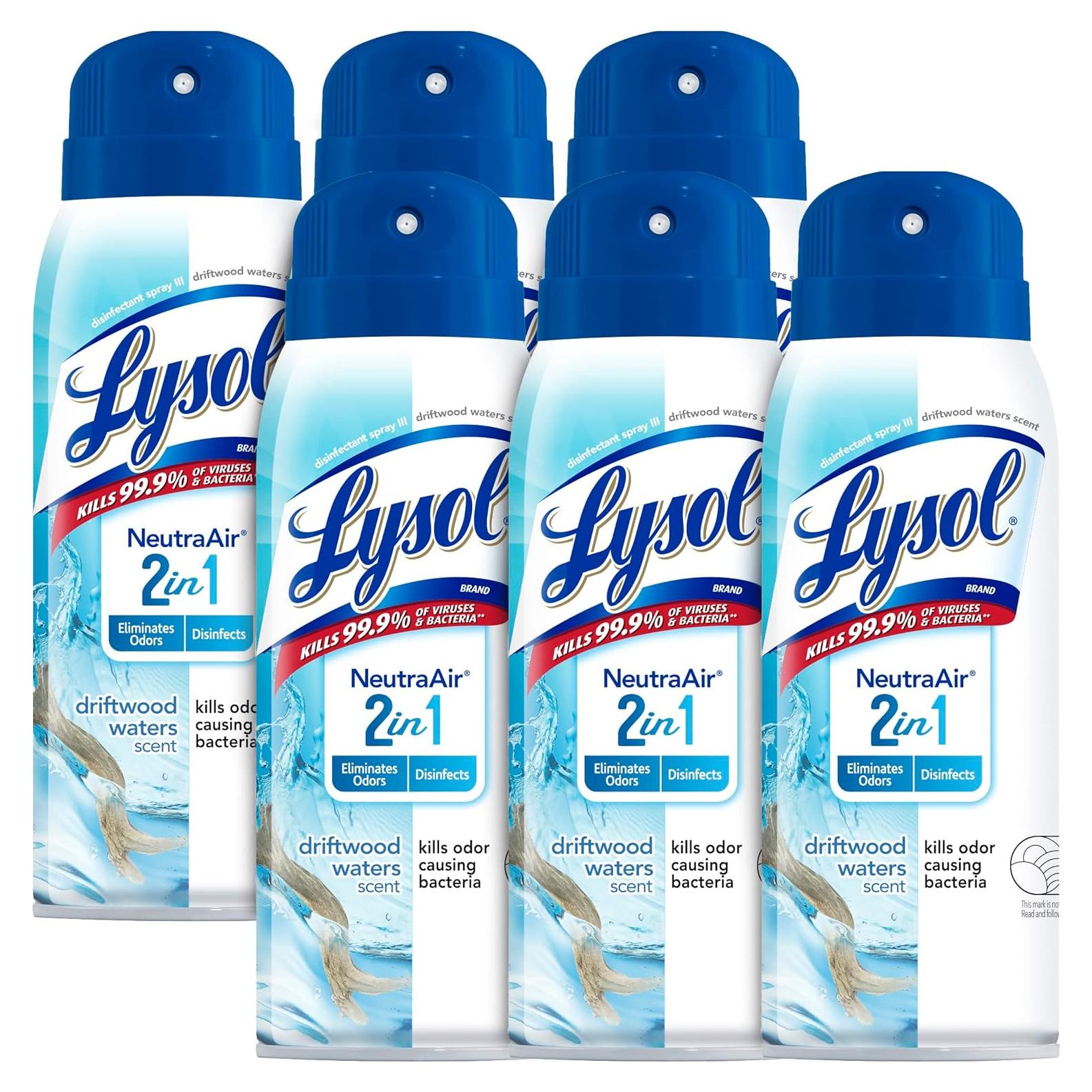 Spray Desinfectante Lysol Neutra Air 2 en 1 Aguas de Driftwood 6x284g