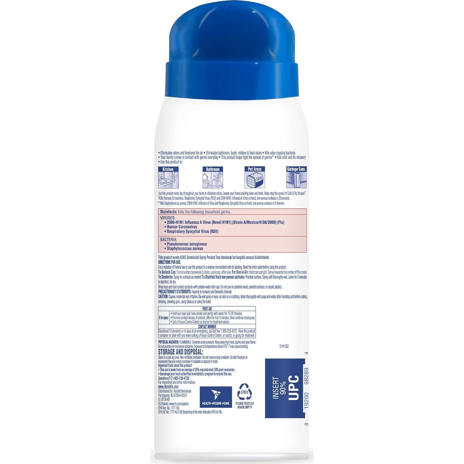 Spray Desinfectante Lysol Neutra Air 2 en 1 Aguas de Driftwood 6x284g