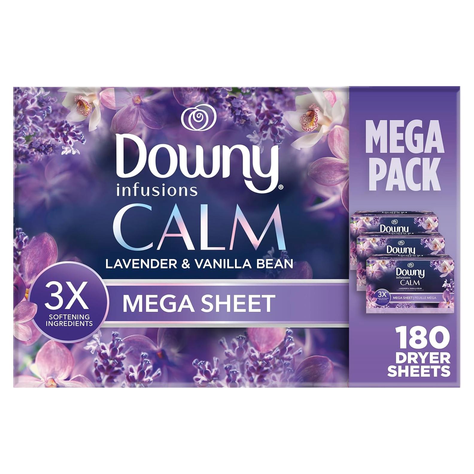 Hojas de Secadora Downy Infusions CALM 180 Piezas Lavanda Vainilla