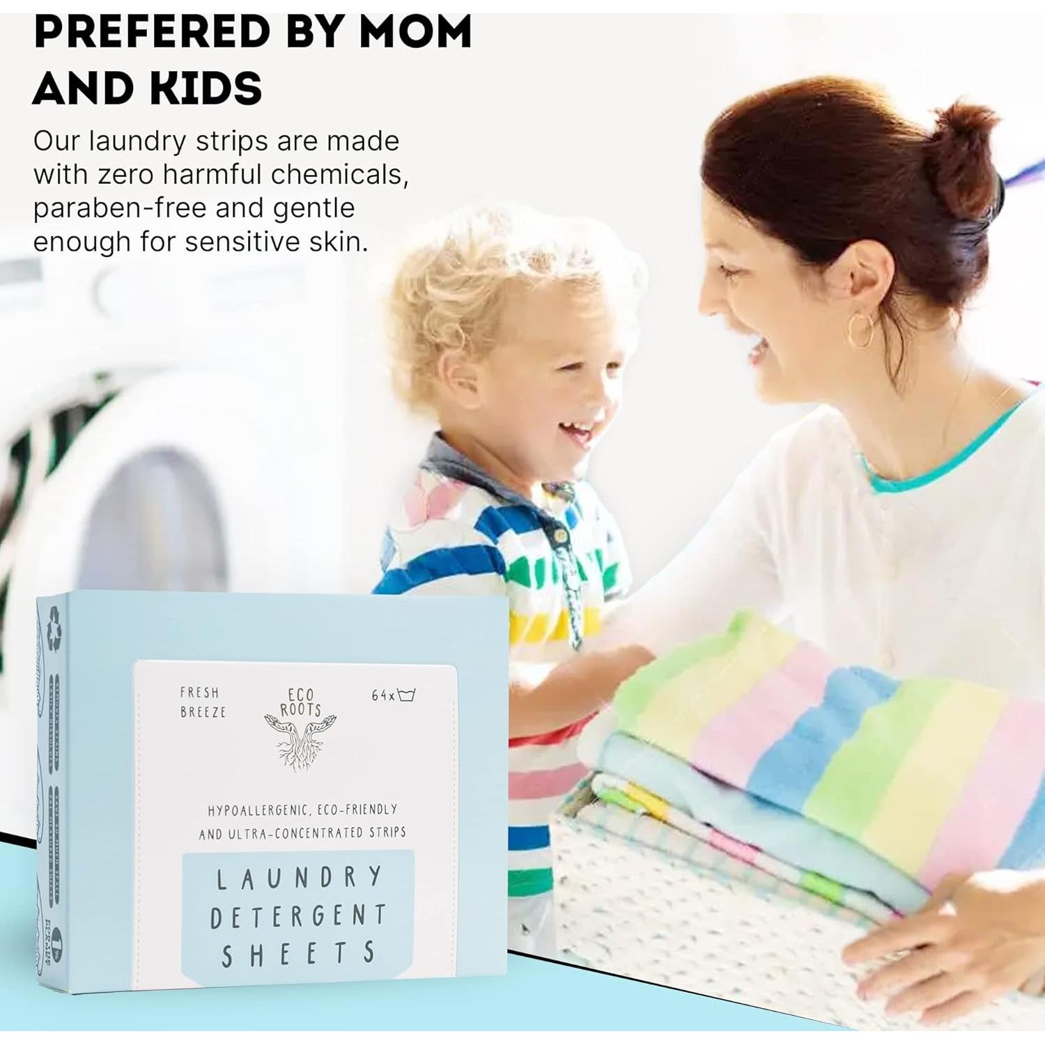 Hojas de Detergente Ecológicas Eco Roots - 64 Cargas Brisa Fresca