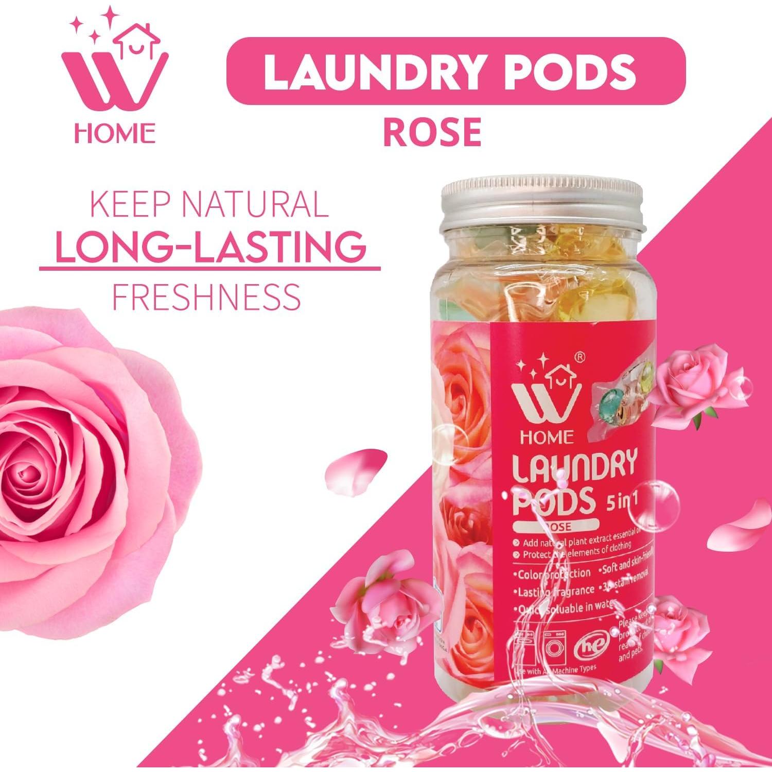 Cápsulas de Lavandería WBM Home 24 Unidades Aroma Rosa
