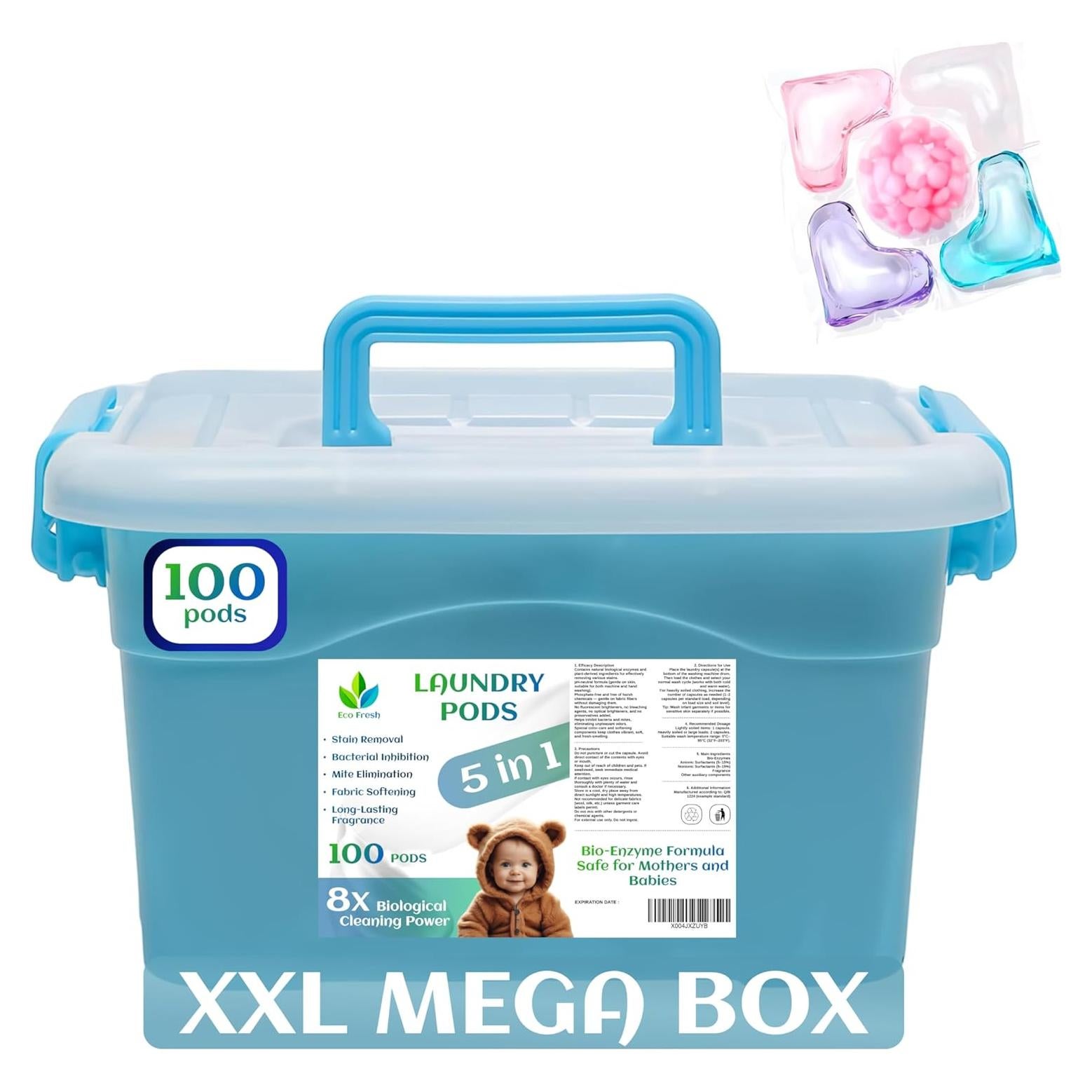 Cápsulas de Lavandería Eco Fresh 5-en-1 - 100 Unidades Aroma Floral