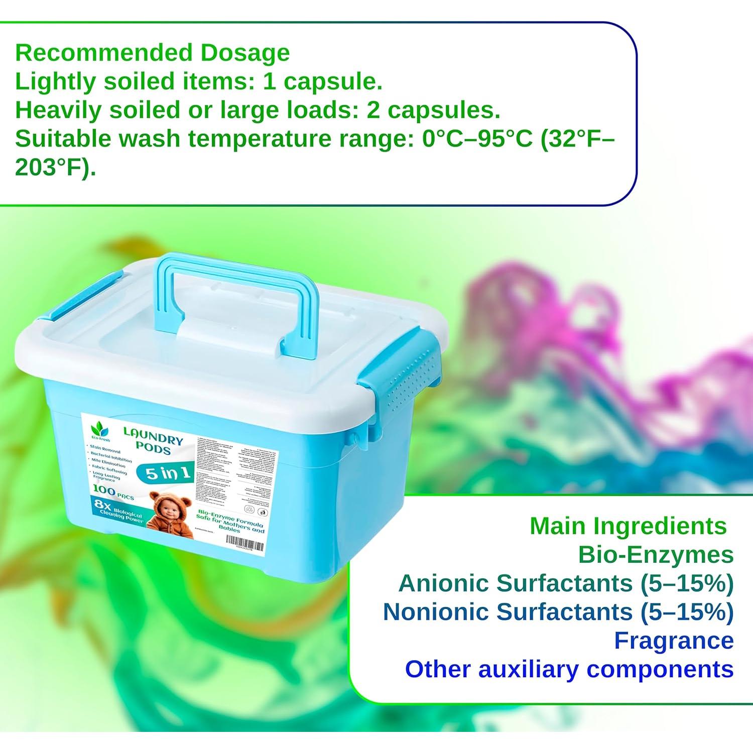 Cápsulas de Lavandería Eco Fresh 5-en-1 - 100 Unidades Aroma Floral