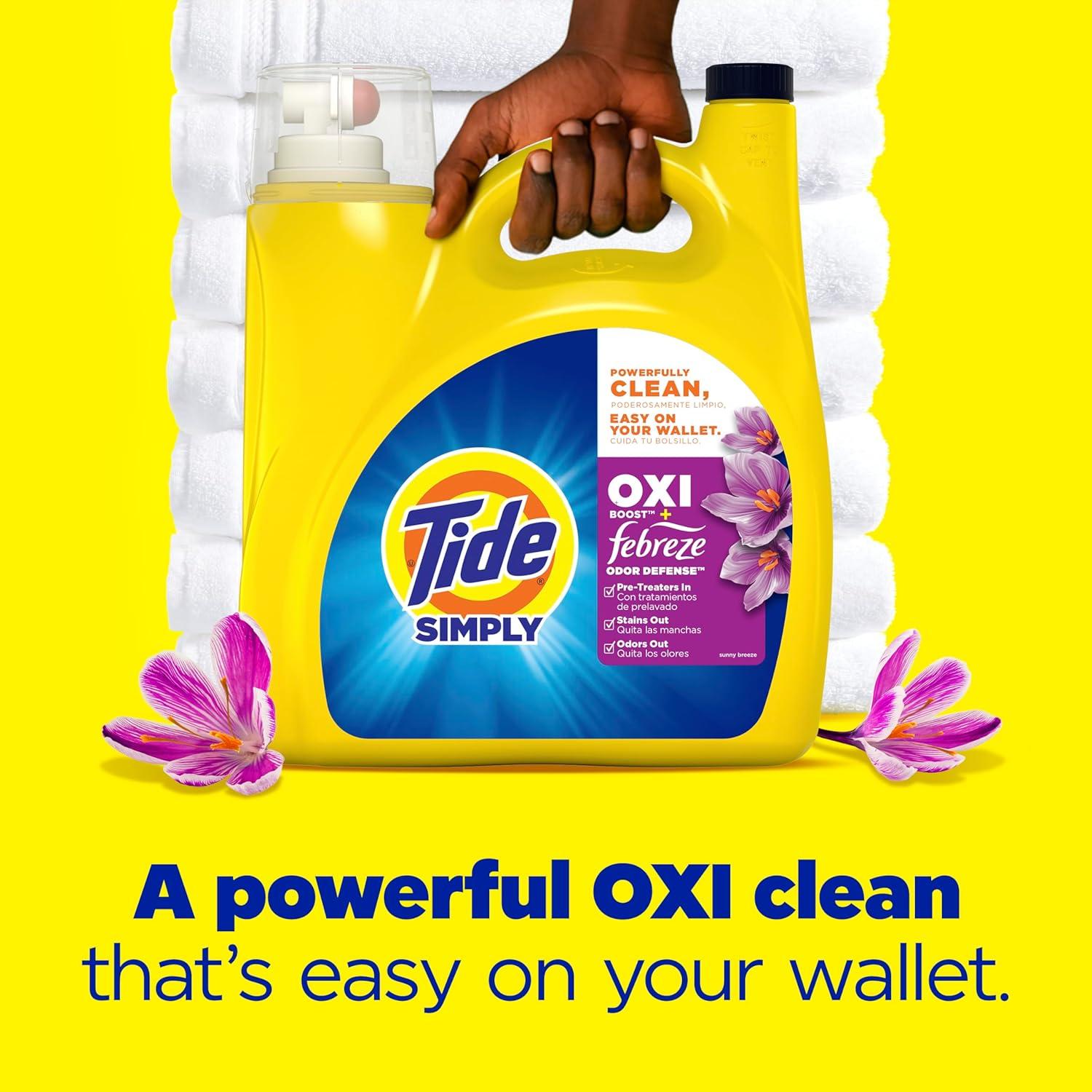 Detergente Líquido Tide Simply OXI + Febreze 4.78 L 115 Cargas