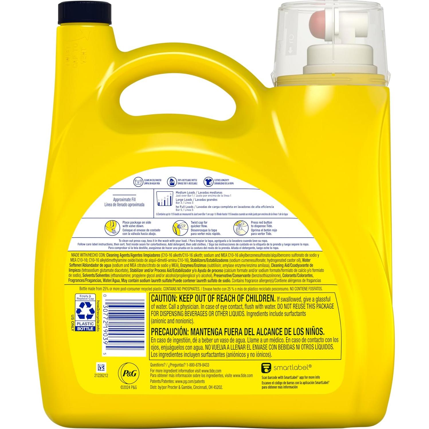 Detergente Líquido Tide Simply OXI + Febreze 4.78 L 115 Cargas