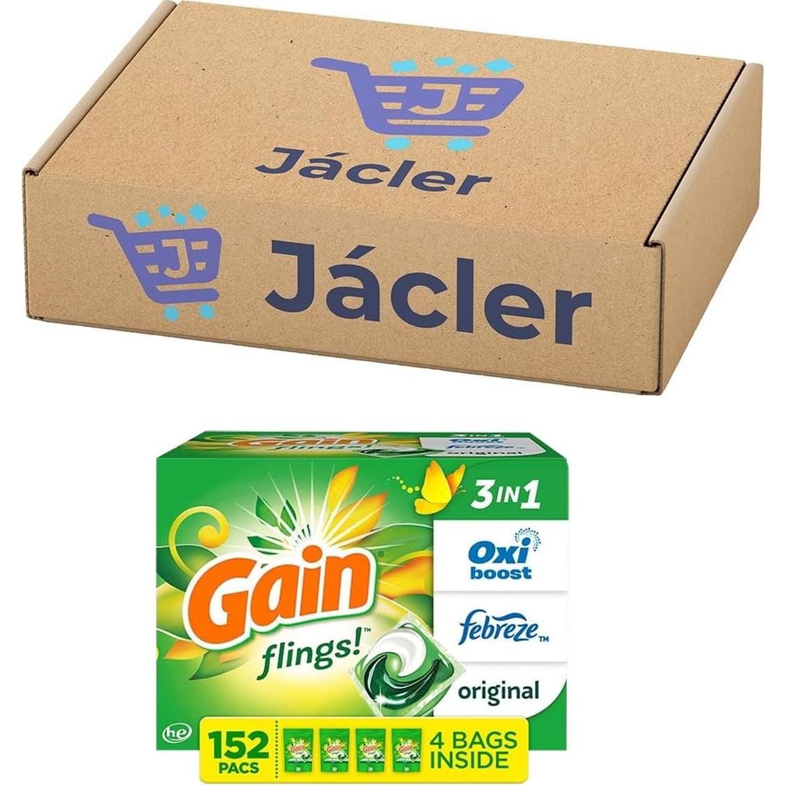 Gain flings! Detergente Líquido para Ropa 4 Bolsas 152 Unidades