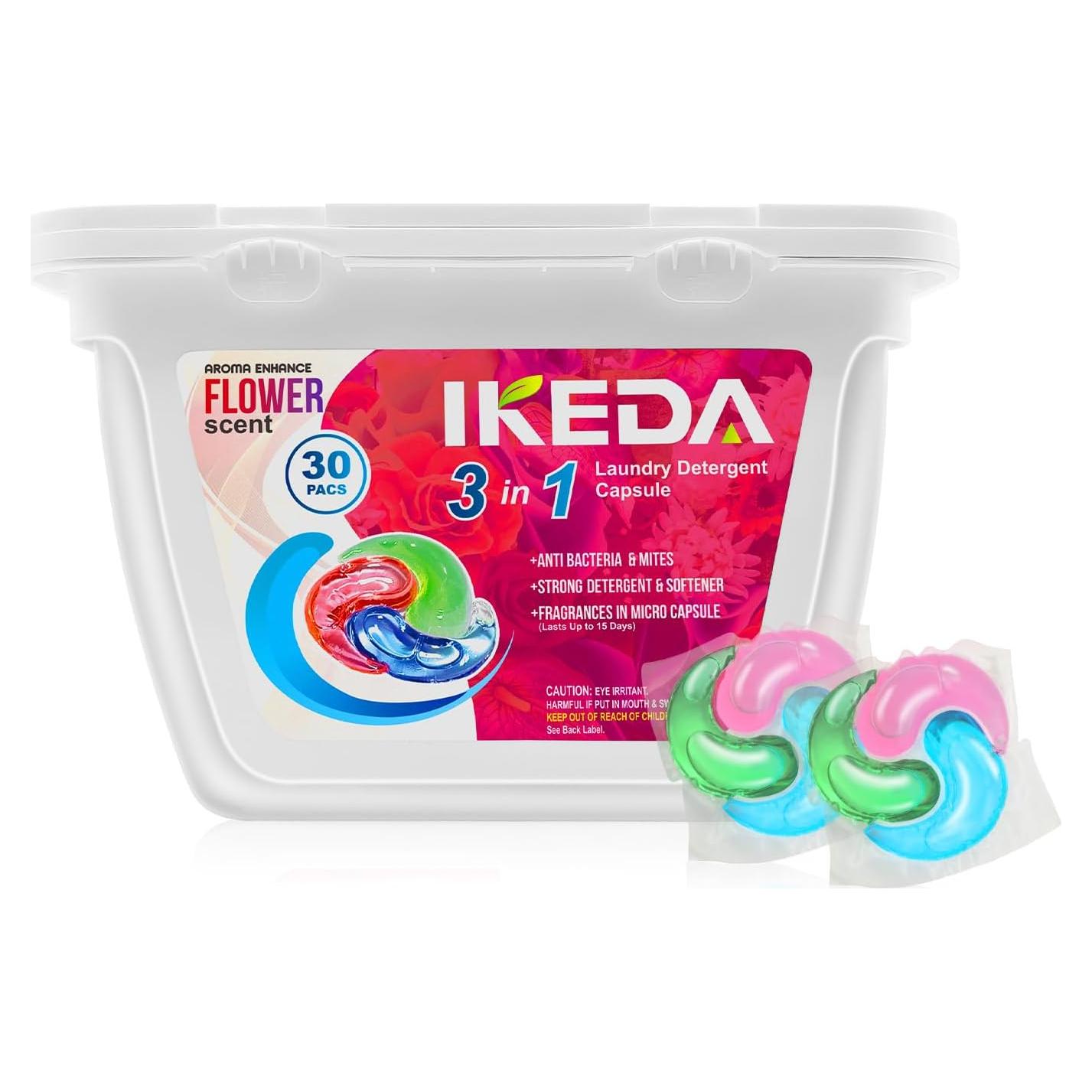 Bolsitas de Detergente para Lavandería Ikeda 30 Unidades Aroma Floral