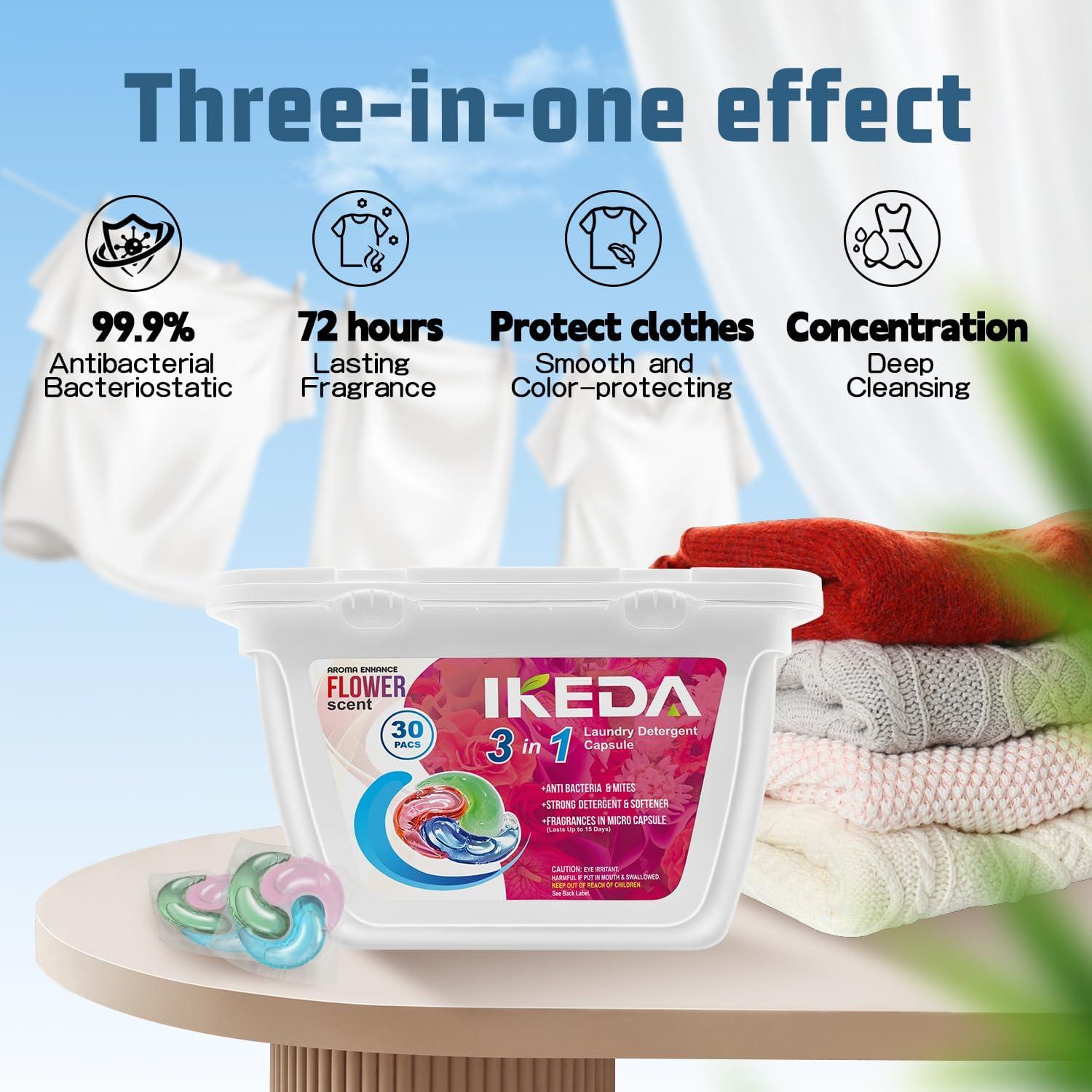 Bolsitas de Detergente para Lavandería Ikeda 30 Unidades Aroma Floral