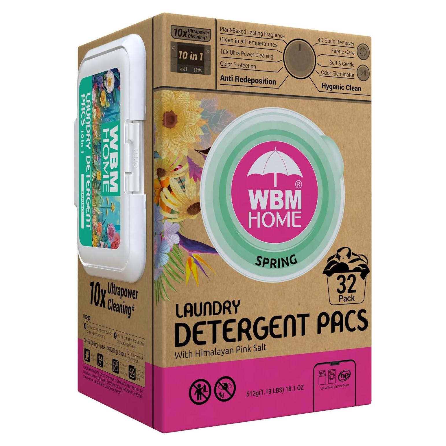 Bolsas de detergente WBM Home 32 unidades fragancia primavera