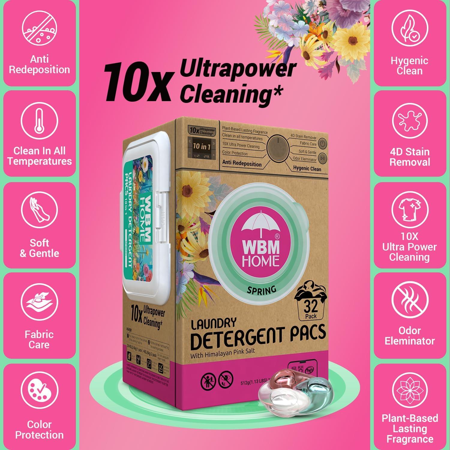 Bolsas de detergente WBM Home 32 unidades fragancia primavera