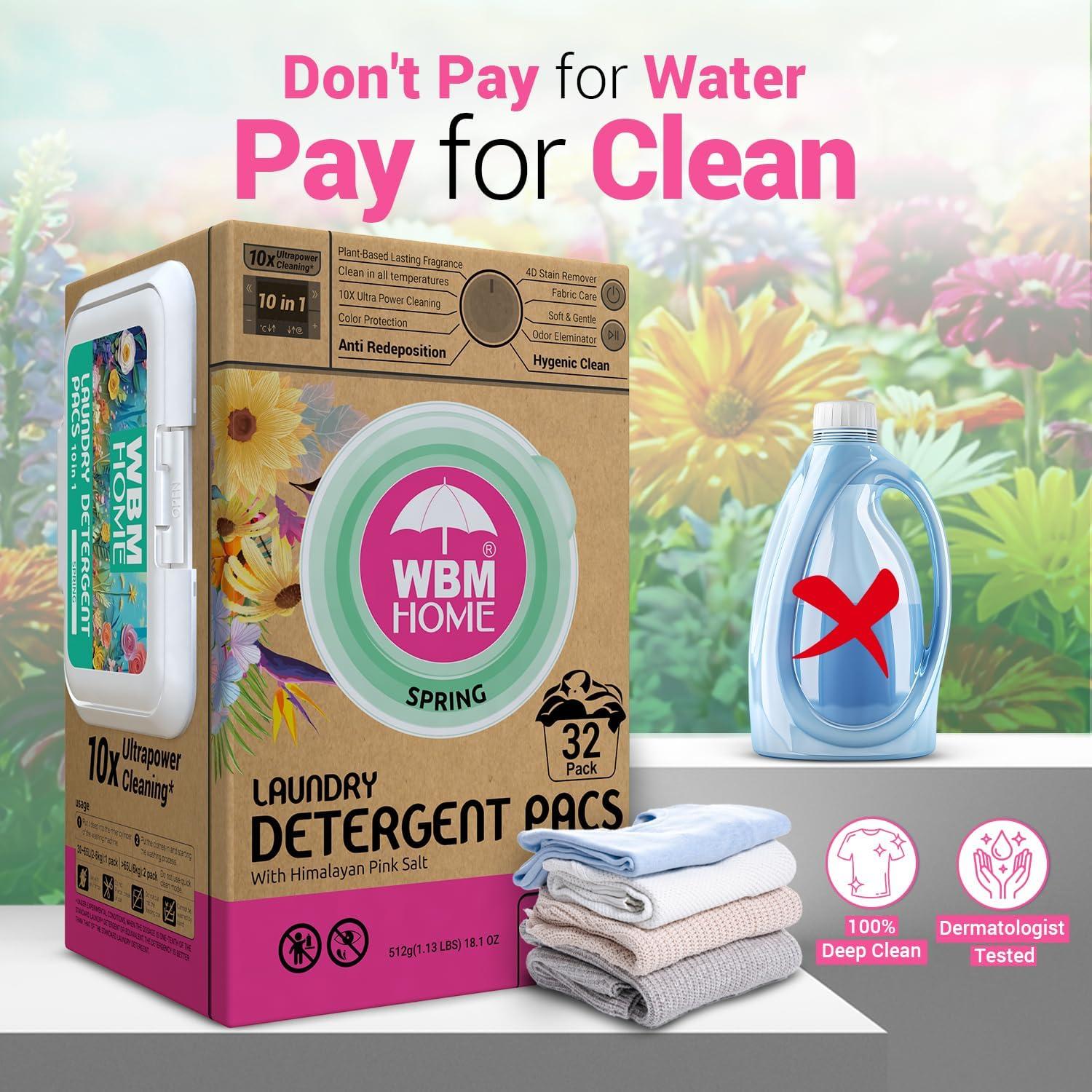 Bolsas de detergente WBM Home 32 unidades fragancia primavera