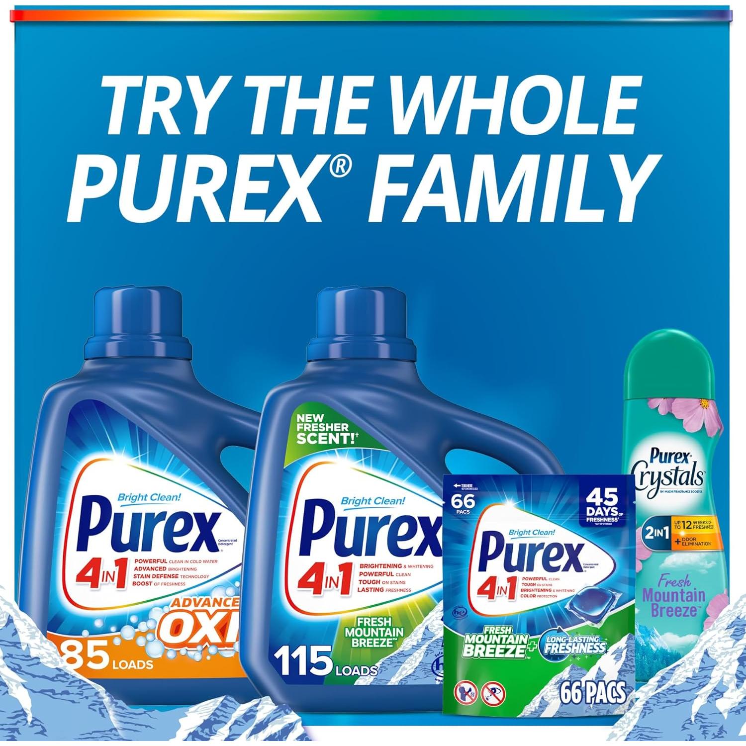 Detergente para Ropa Purex 4-en-1 Brisa de Montaña 66 Cargas
