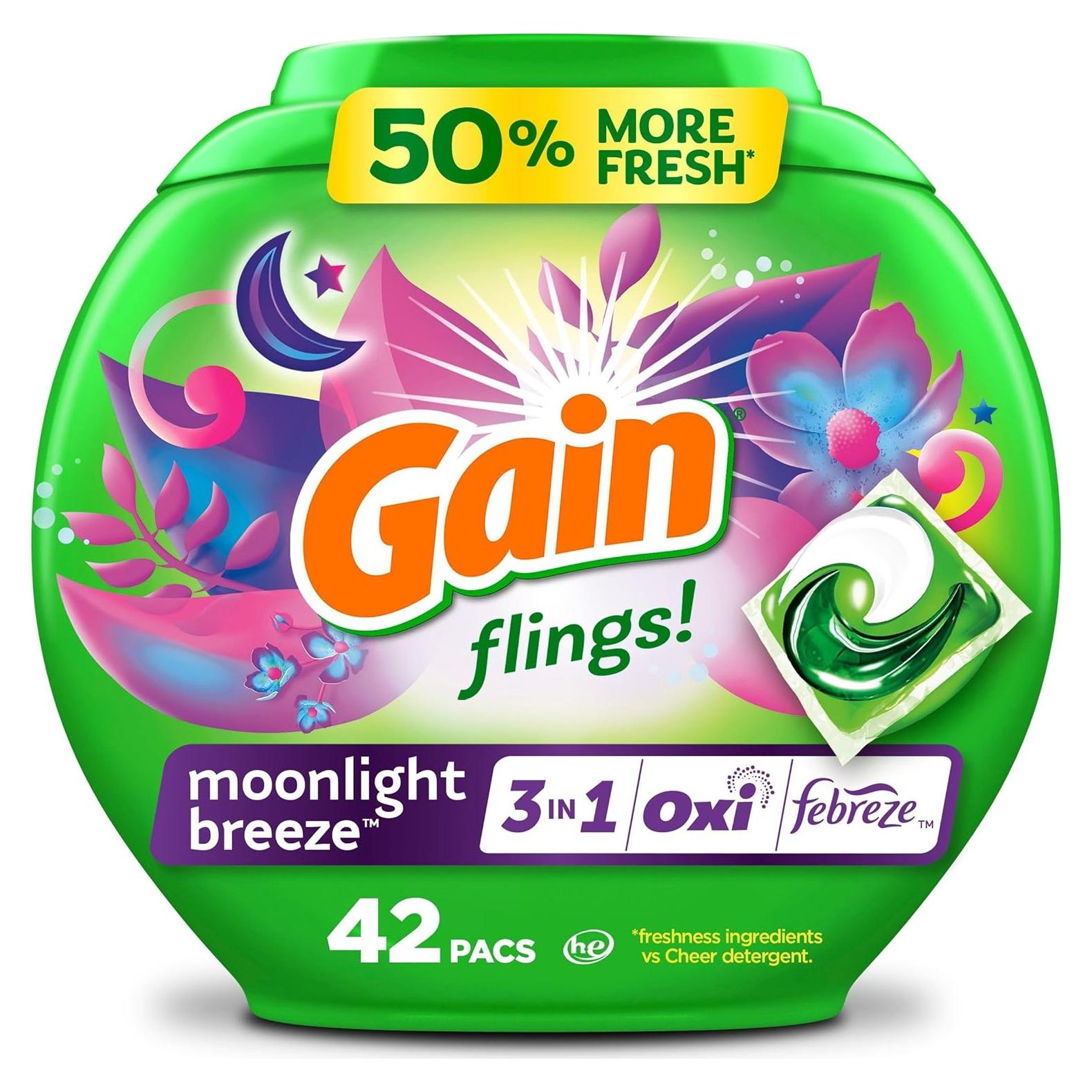 Detergente líquido Gain flings! Brisa de Luna 42 unidades