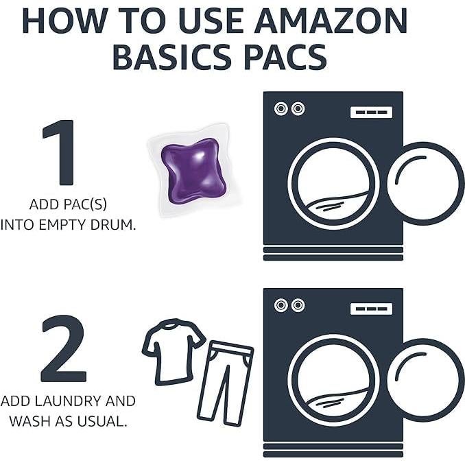 Pacs de detergente para ropa Amazon Basics 120 unidades lavanda