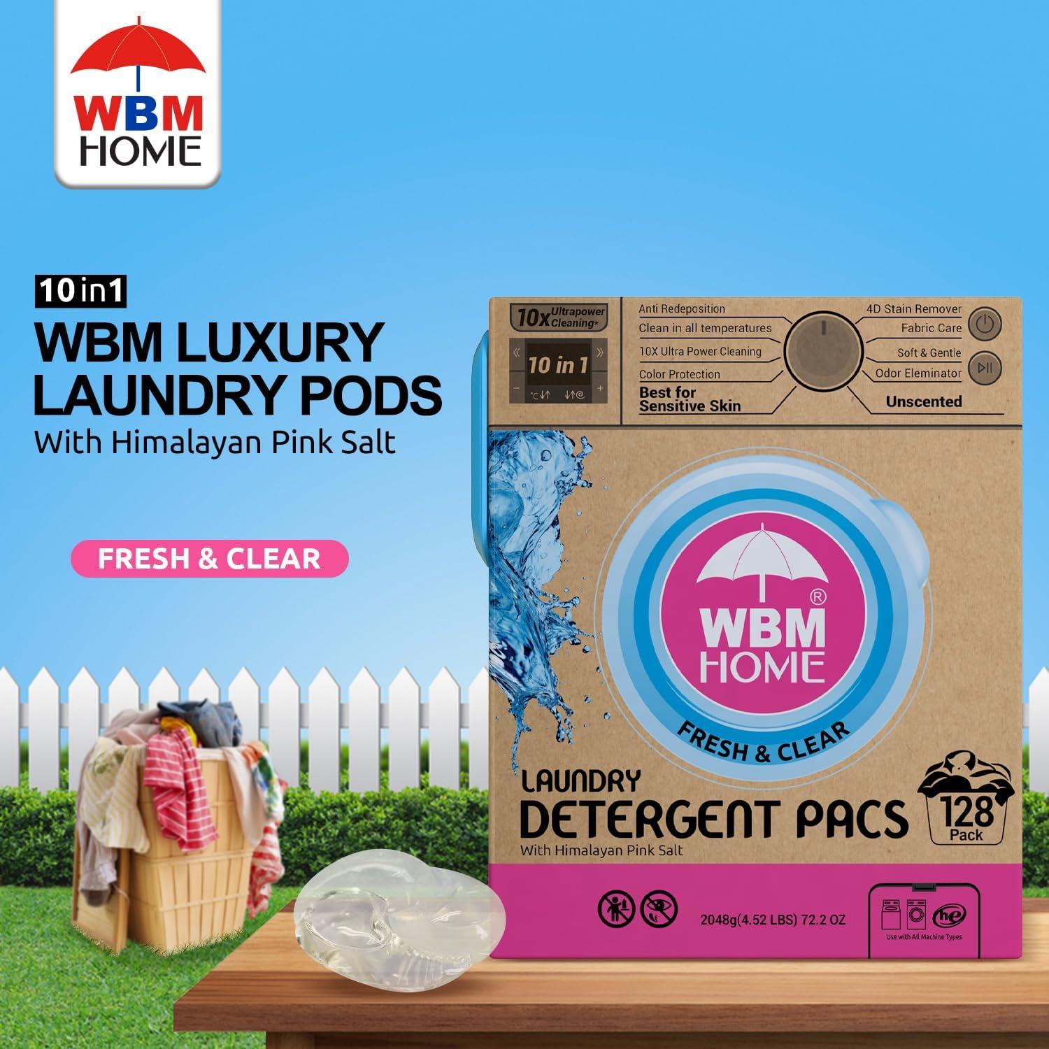 Bolsas de detergente WBM Home 128 unidades sin fragancia