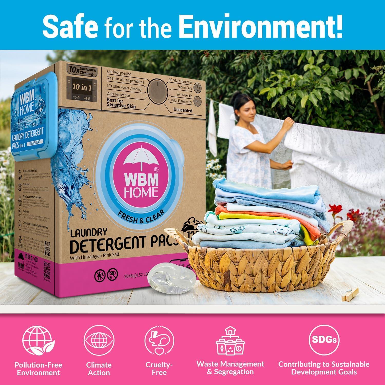 Bolsas de detergente WBM Home 128 unidades sin fragancia