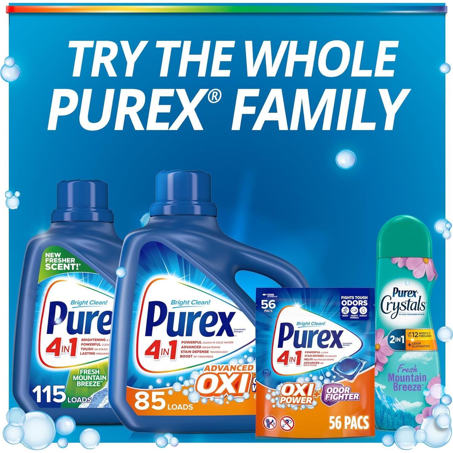 Detergente para Ropa Purex 4-en-1 Oxi Power 56 Cargas