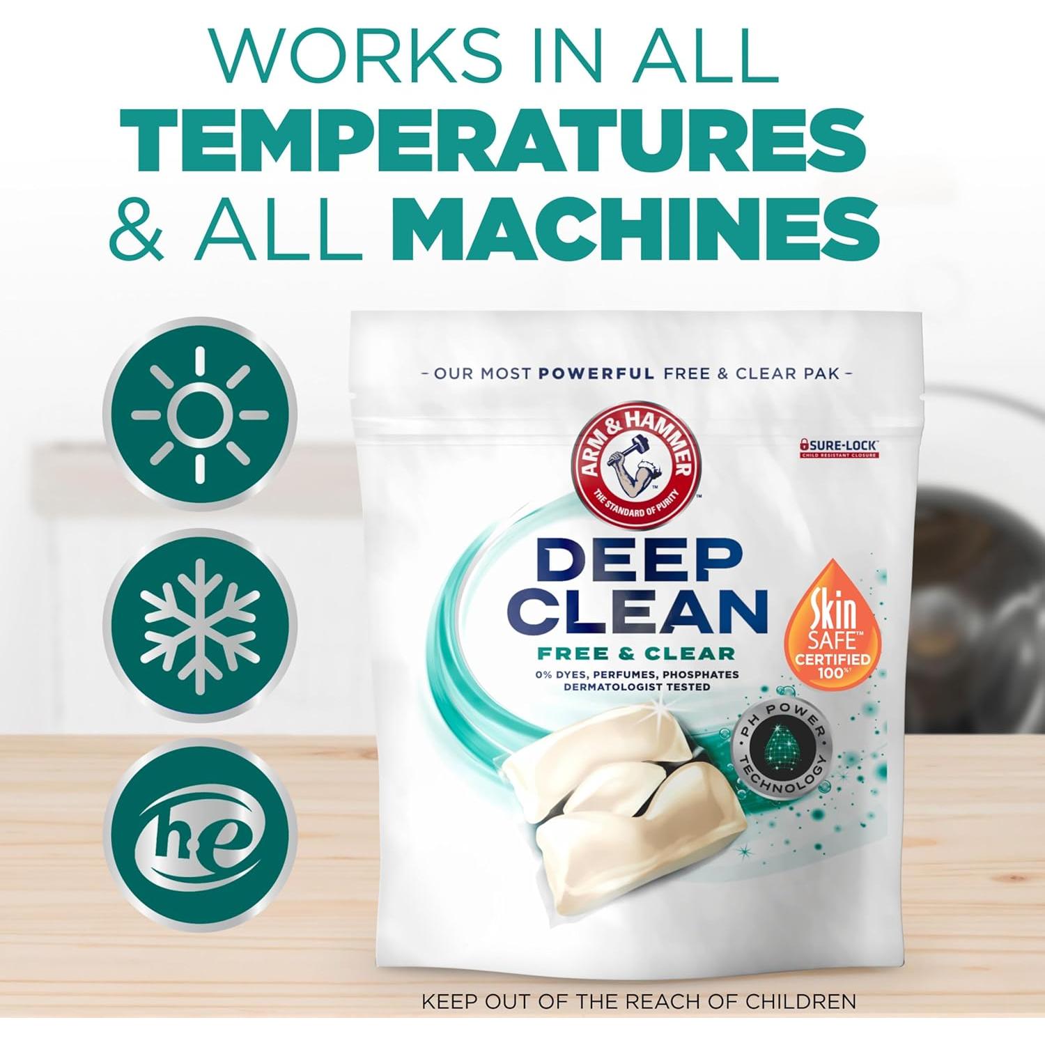 Detergente de Ropa ARM & HAMMER 44 Paks Concentrado Libre de Fragancias