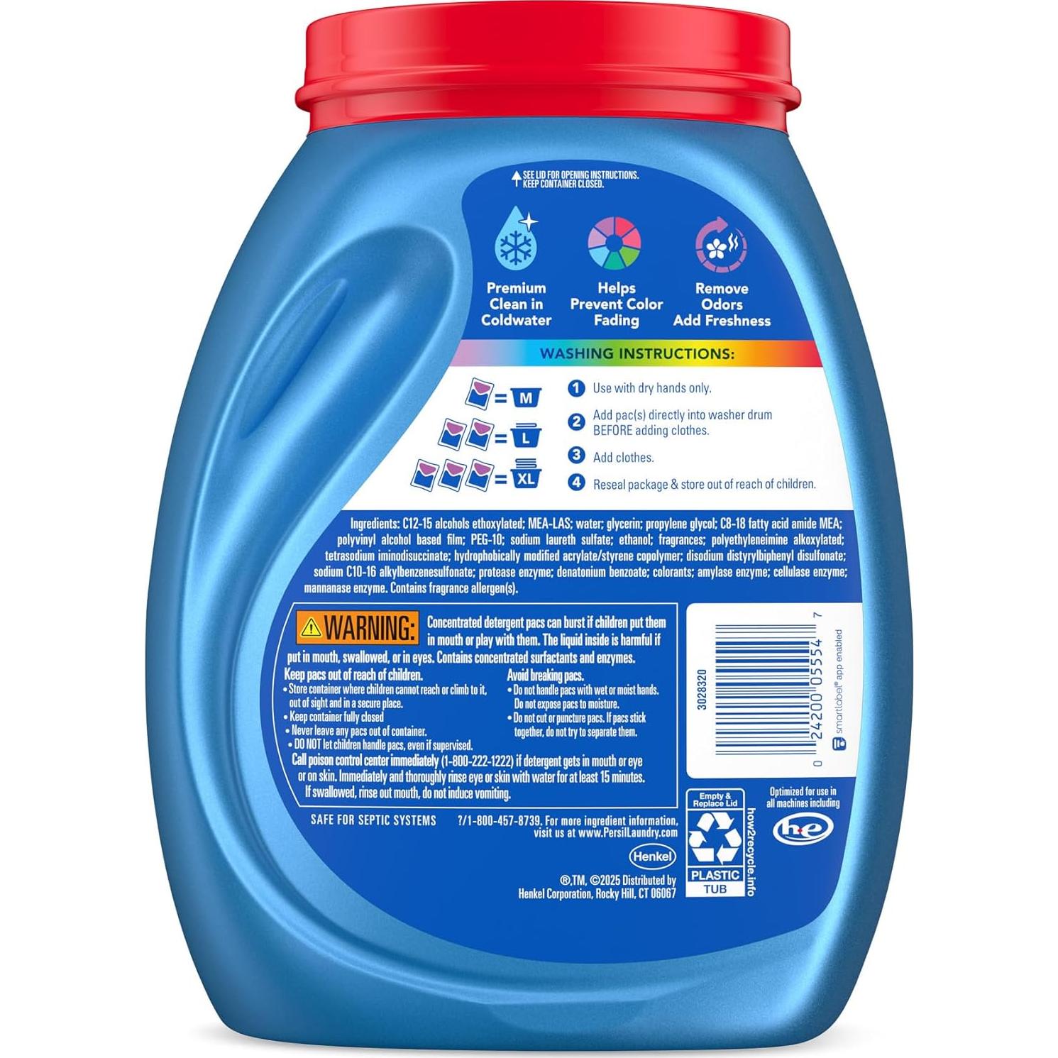 Detergente para Ropa Persil Ultra Pacs Fresco Intenso 100 Unidades