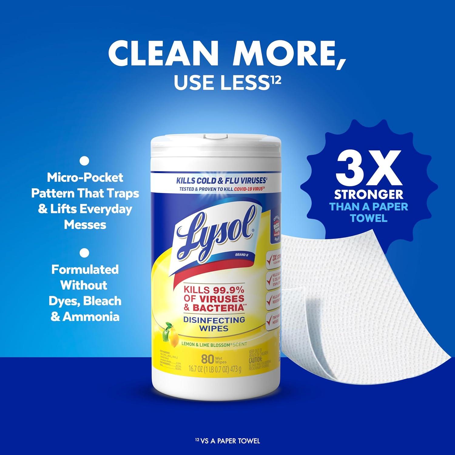 Toallitas Desinfectantes Lysol 240 Unidades Multi-Superficie