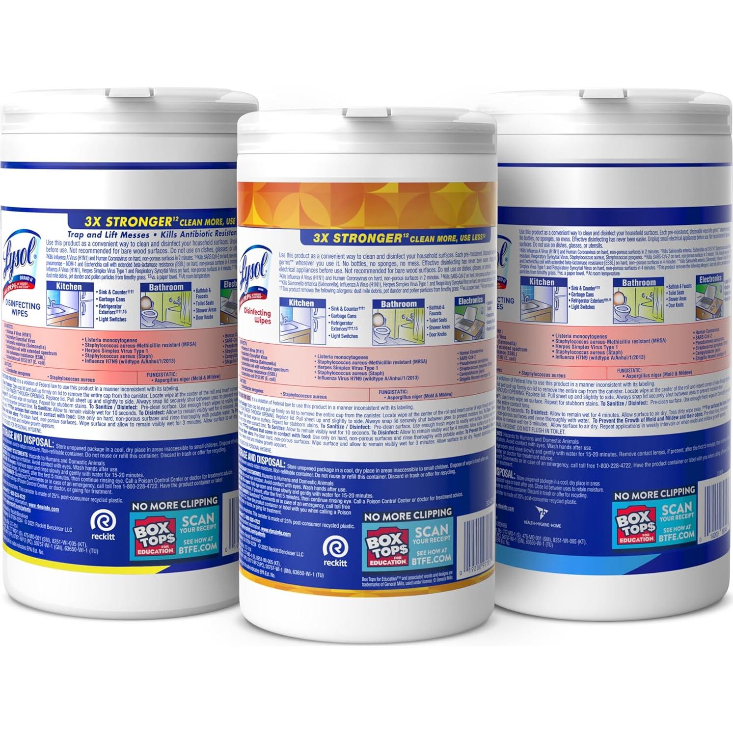 Toallitas Desinfectantes Lysol 240 Unidades Multi-Superficie