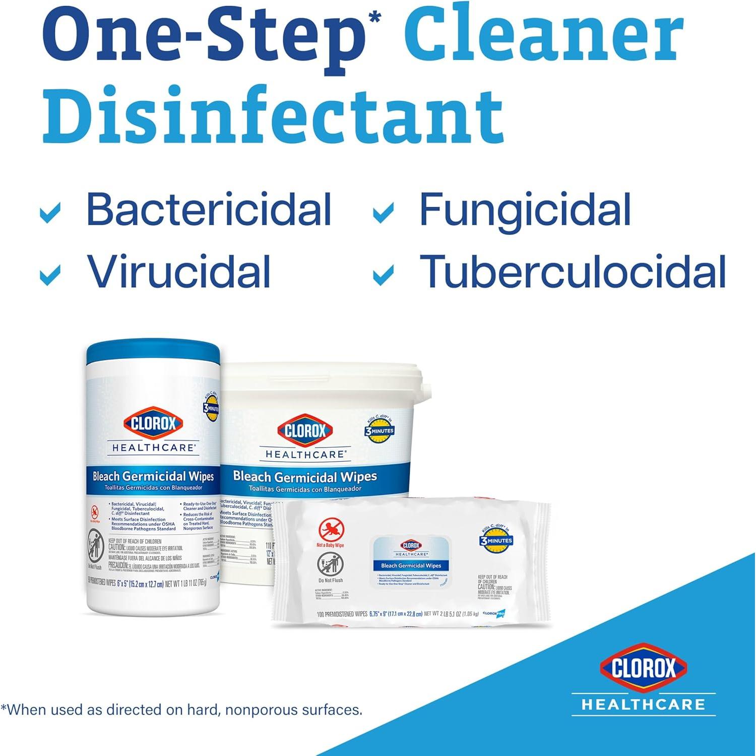 Toallitas Germicidas Clorox Healthcare 30.48x30.48cm 110 Unidades