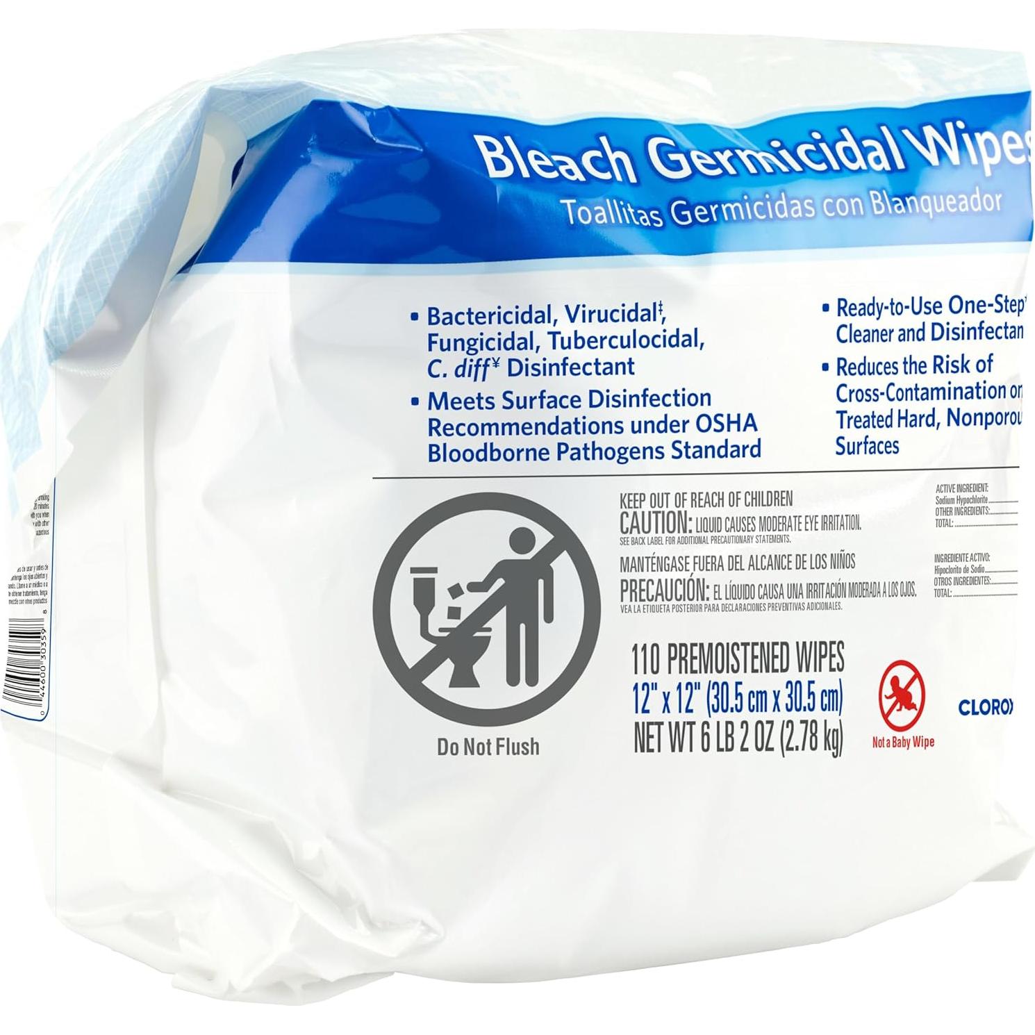 Toallitas Germicidas Clorox Healthcare 30.48x30.48cm 110 Unidades