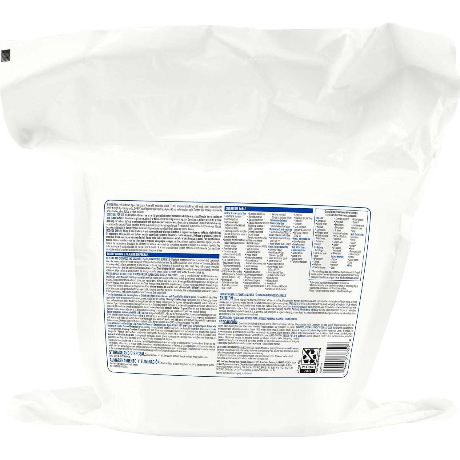Toallitas Germicidas Clorox Healthcare 30.48x30.48cm 110 Unidades