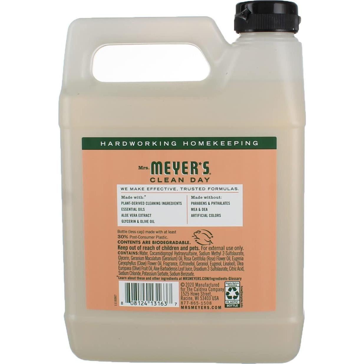 Jabón de Manos Líquido Refil Mrs. Meyer's Geranio 1L