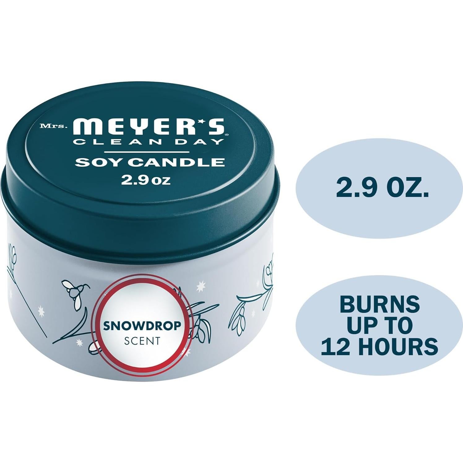 Vela de Lata de Soja Mrs. Meyer's Campanilla de Nieve 82g