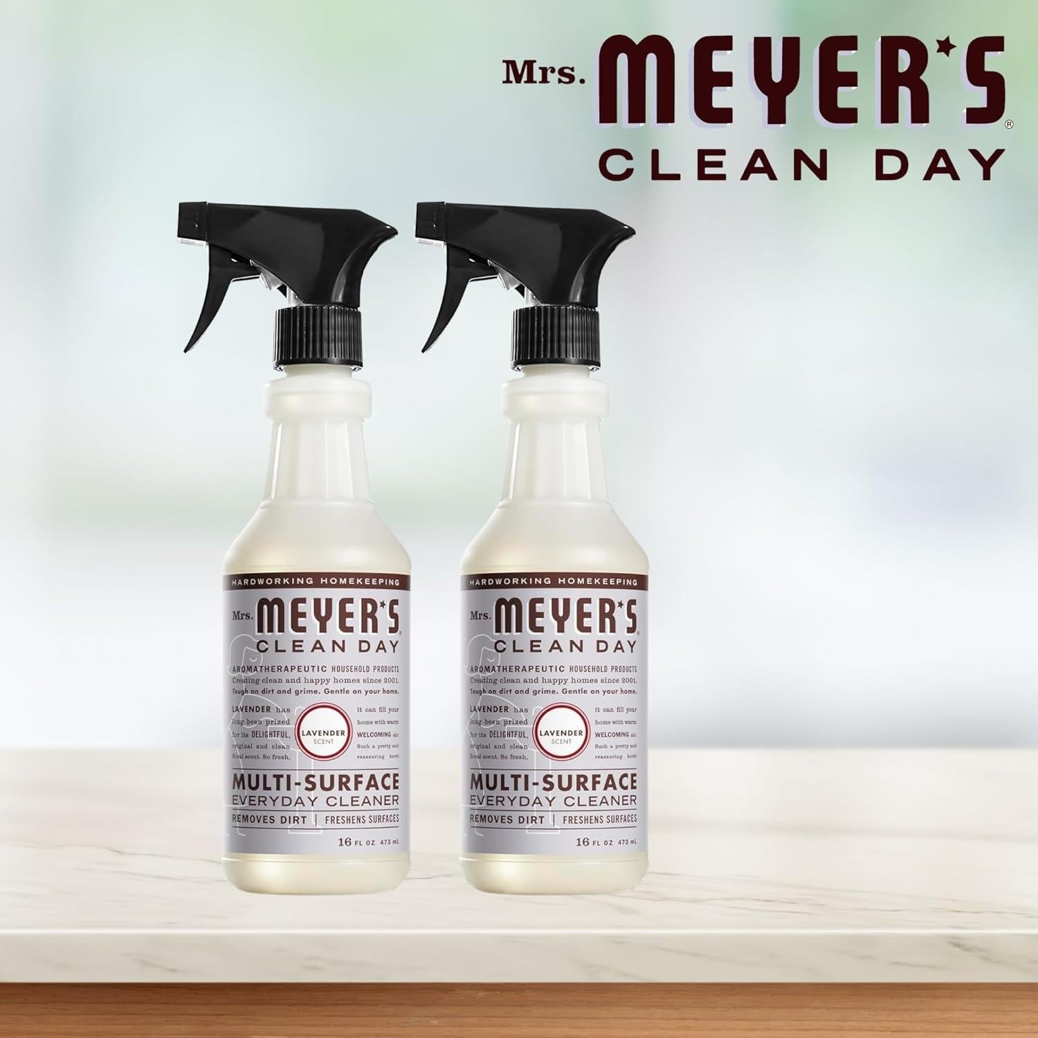 Juego de Limpiador Multi-Superficie Lavanda Mrs. Meyer's - 2 Botellas 0.47L y Toalla Microfibra