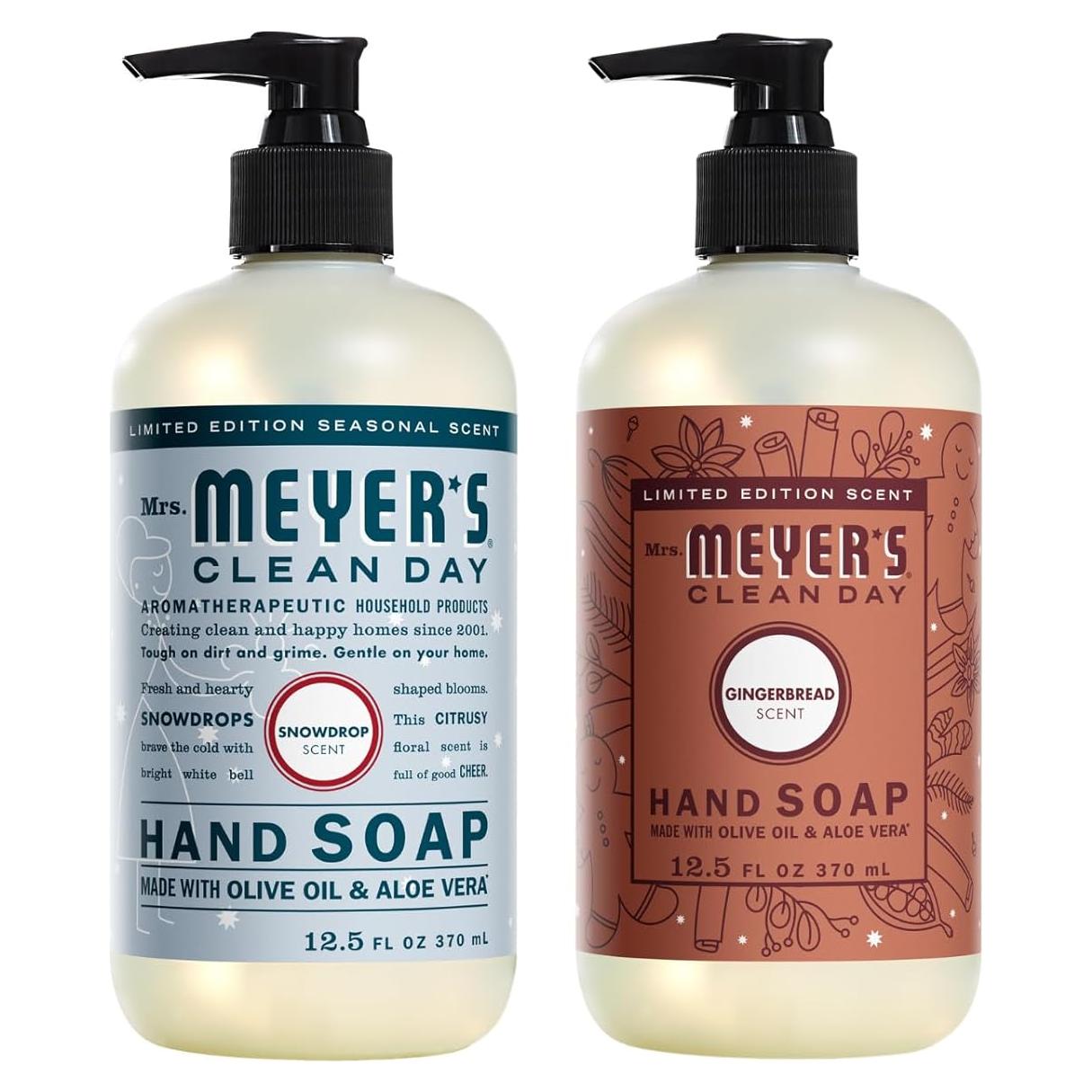 Jabón de Manos Sra. Meyer's 12.5 Oz Caída de Nieve y Pan de Jengibre