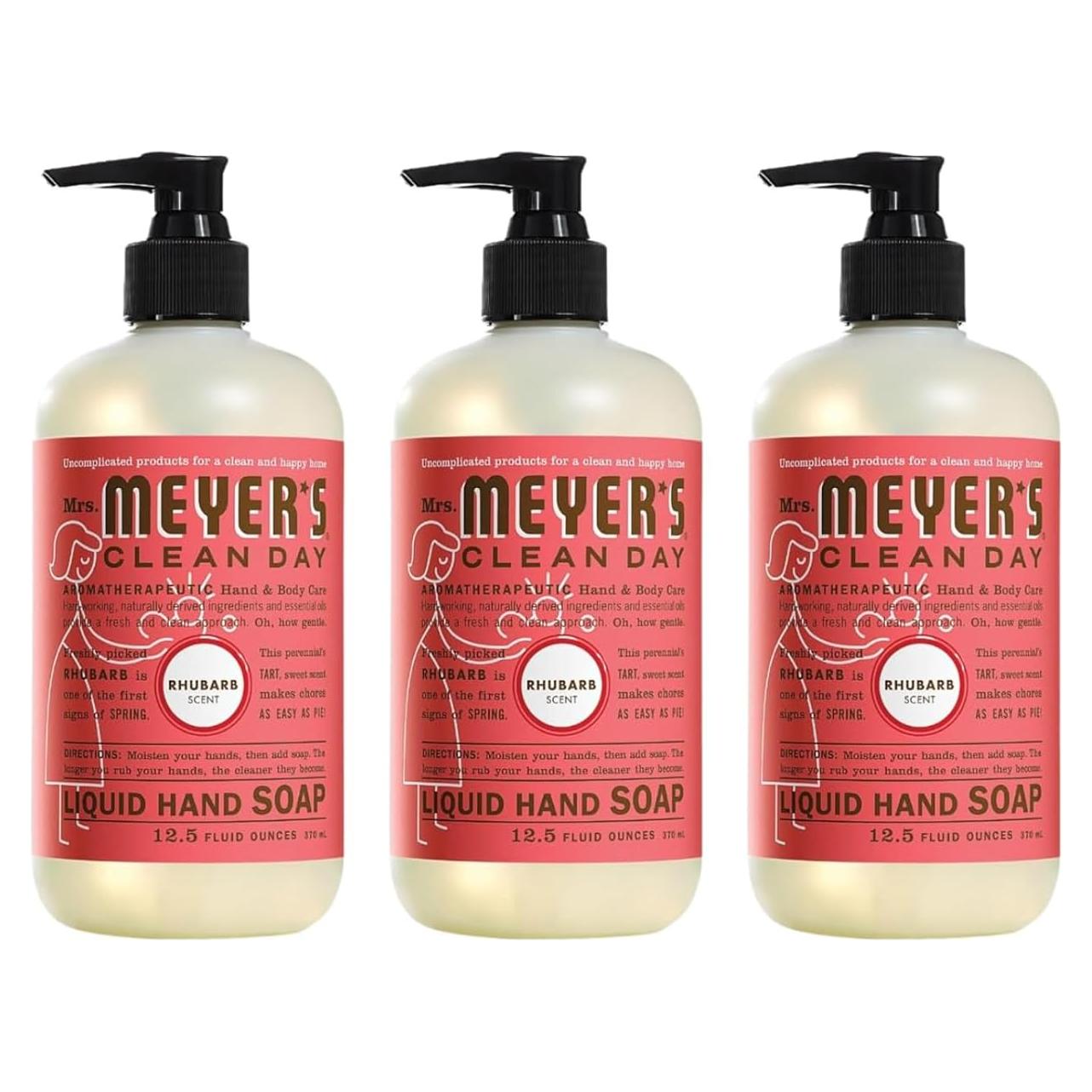 Jabón Líquido para Manos Mrs. Meyer's Ruibarbo 3 x 370 ml