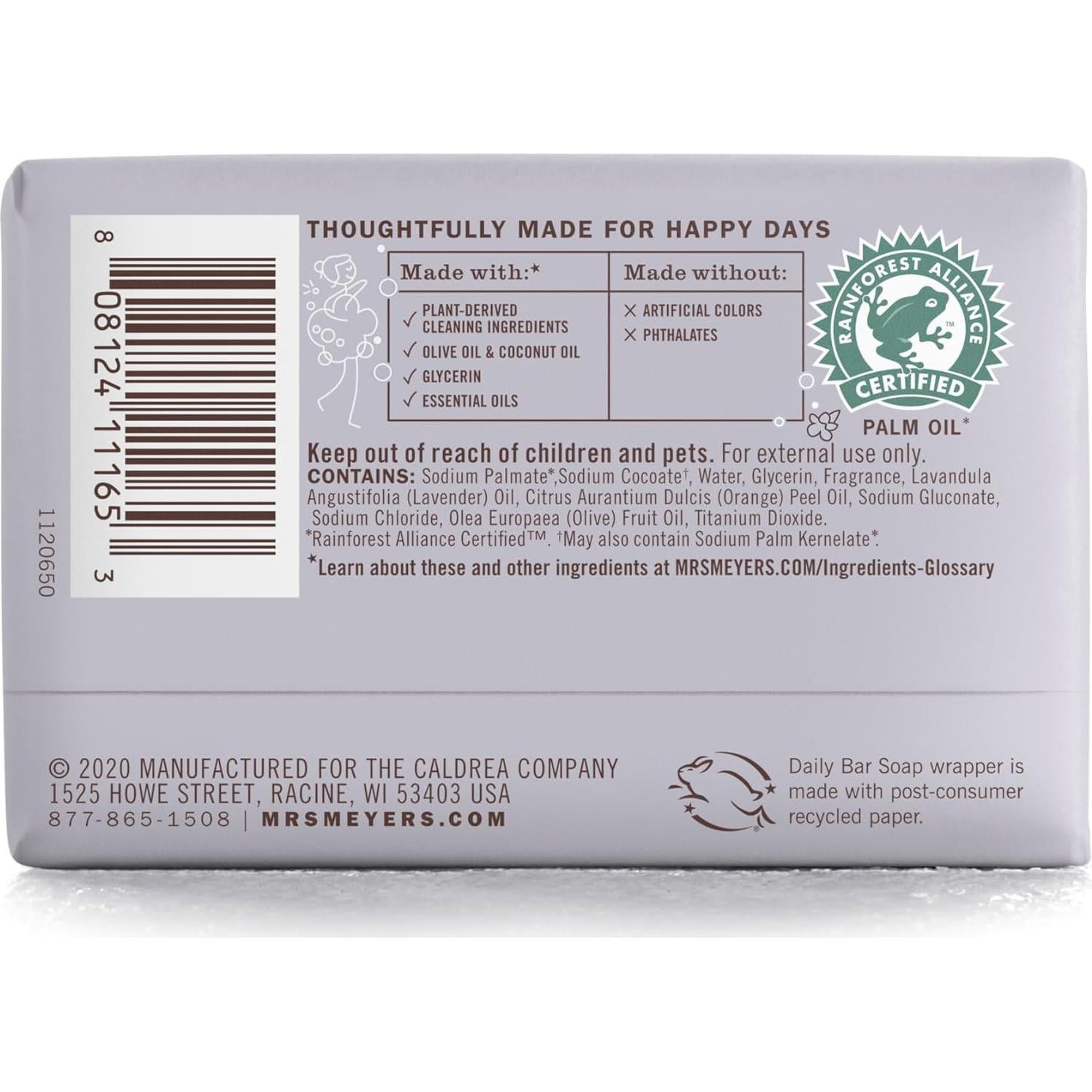 Jabón en Barra Mrs. Meyer's Lavanda 150 g - Natural y Cremoso