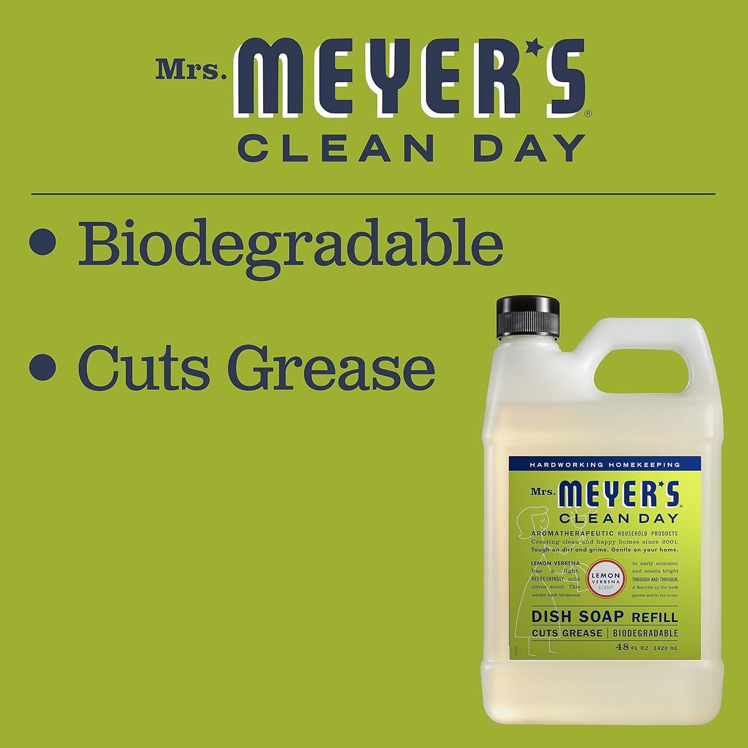 Jabón Líquido para Platos Mrs. Meyer's 1.51kg Biodegradable Verbena de Limón